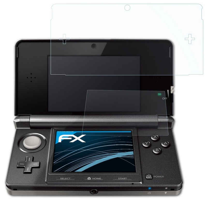 atFoliX Schutzfolie Displayschutz für Nintendo 3DS 2011, (3er Set), Ultraklar und hartbeschichtet