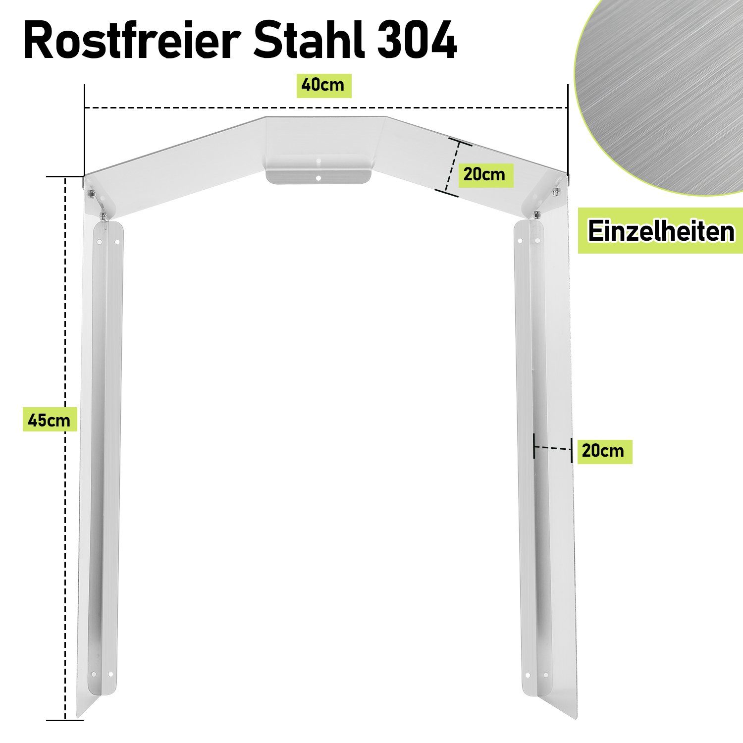 40 45 Elektroauto-Ladestation-Halterung, (1-tlg) Regenschutz Dach Wetterschutz Edelstahl Lospitch cm Wallbox 20 x x