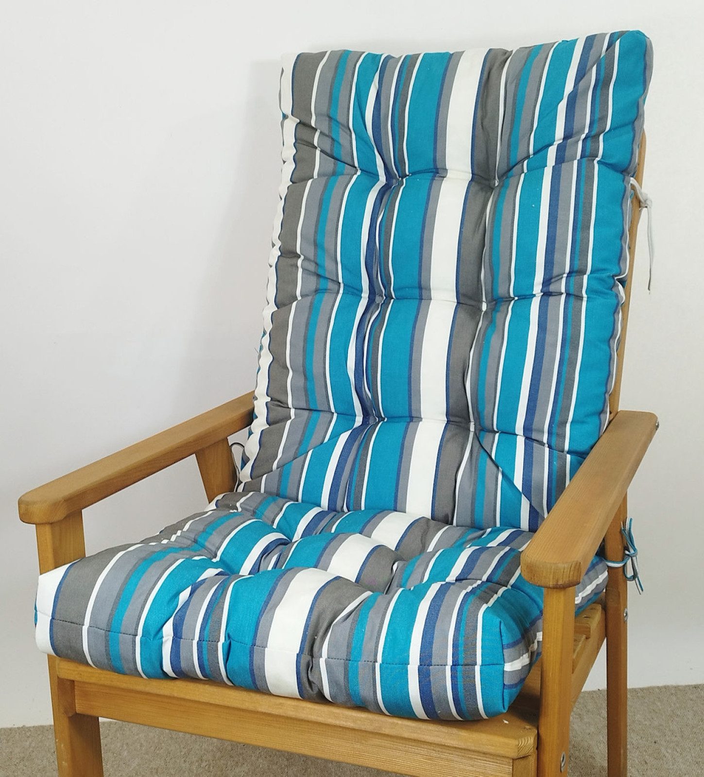 Rattani Hochlehnerauflage Polster für Gartenstuhl Hochlehner Auflage Sylva 120x50 Teflon Caribe, UV-Beständig, Wasserbeständig, Haltebänder, extra dicke Füllung .