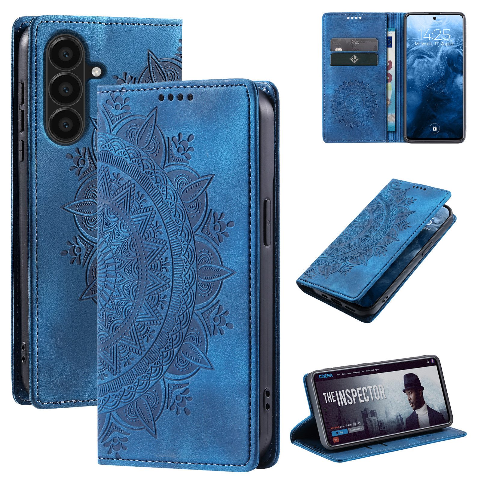 Tec-Expert Handyhülle Mandala Hülle Cover für Samsung Galaxy A56 5G 6.7 Zoll, 6.7", Klapphülle Case Tasche mit Kartenfächern und RFID Schutz