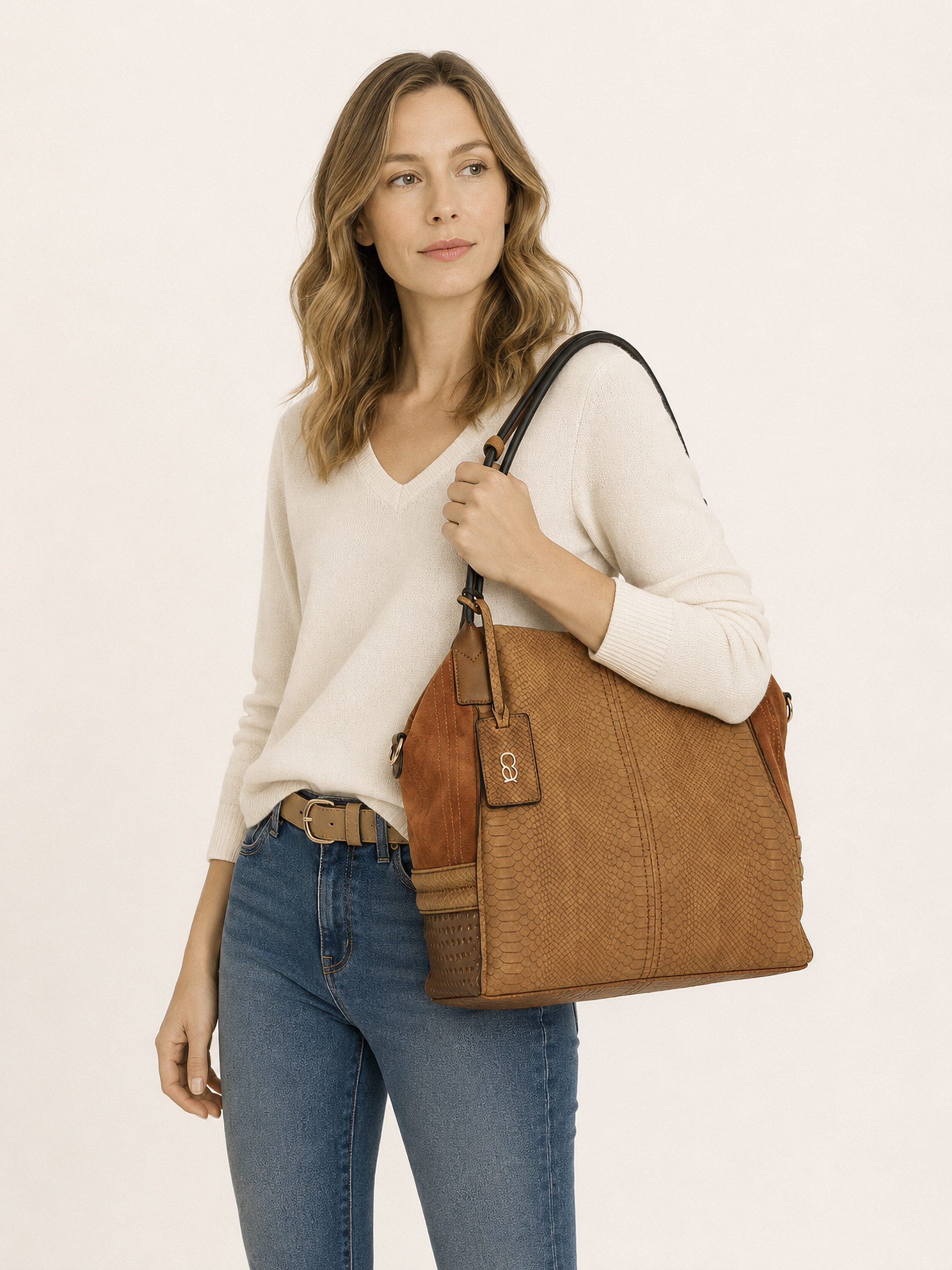 COLLEZIONE ALESSANDRO Schultertasche Maxim, mit langen Henkeln und zusätzlichem Trageriemen