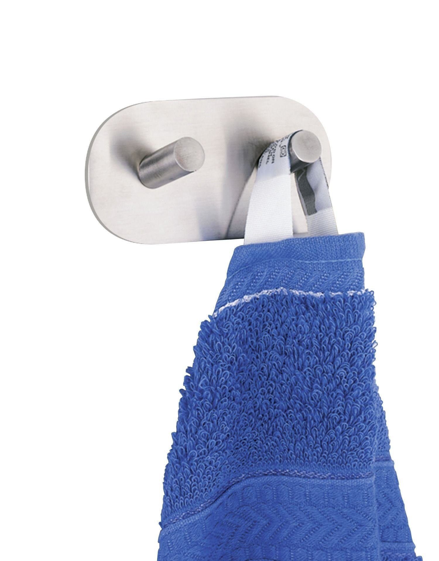 WENKO Handtuchhaken Doppel-Badezimmer-Aufhänger, Edelstahl, WENKO