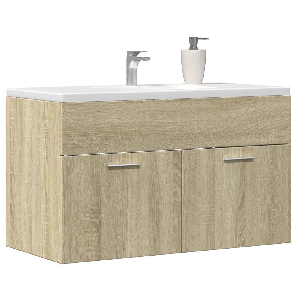 vidaXL Badezimmer-Set Waschbeckenunterschrank Sonoma-Eiche 80x38,5x46cm Hol günstig online kaufen