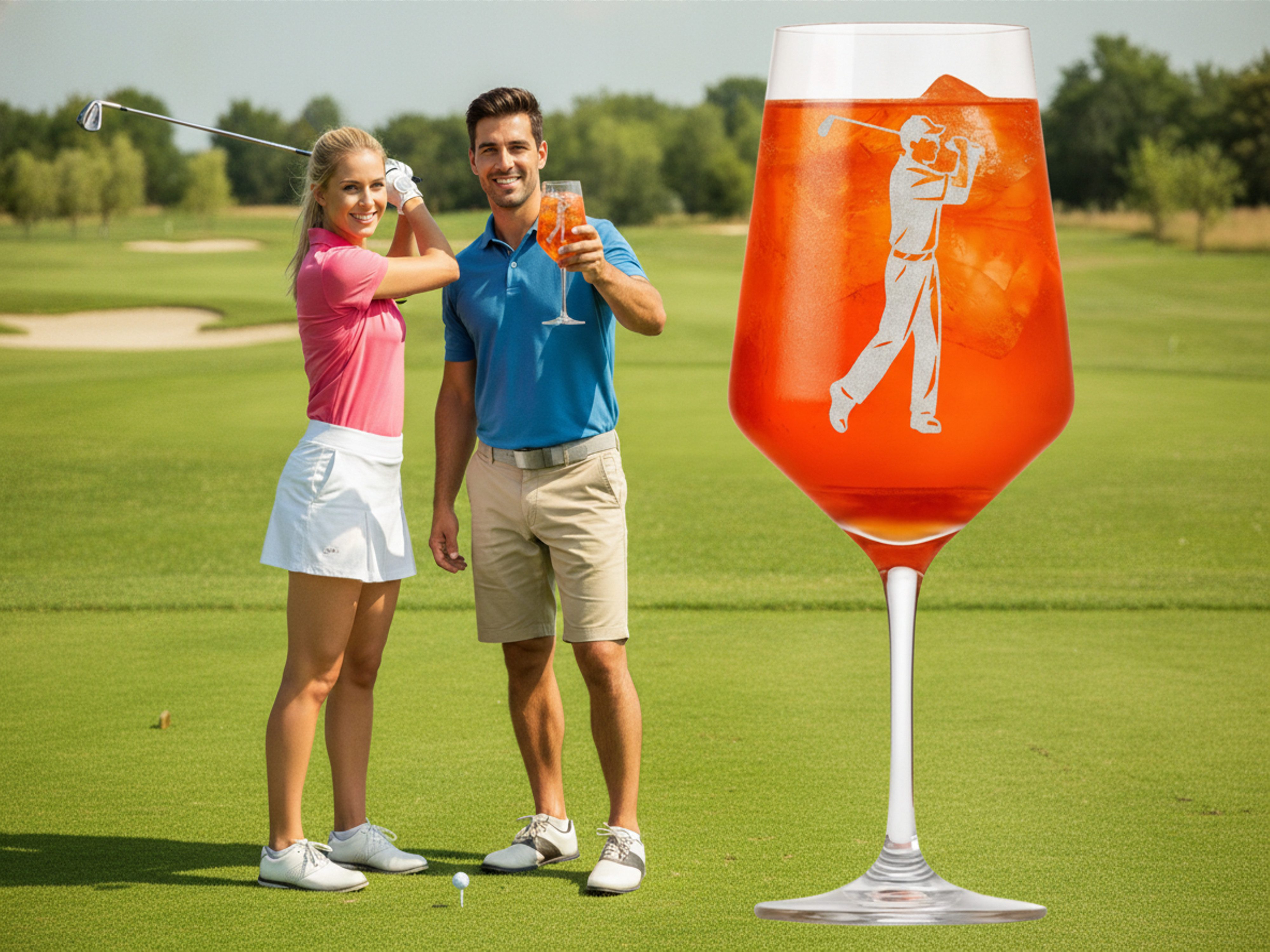 eXODA Weinglas Motiv Gravur Der Golfer 350ml, 1-tlg., Glas, Atemberaubende Darstellung