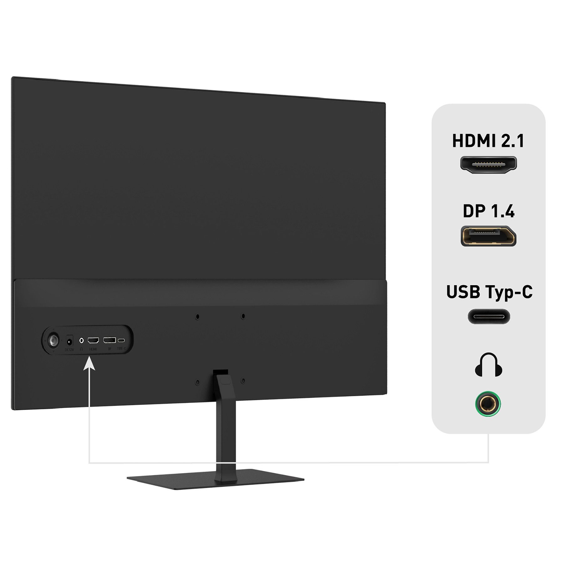 Odys i27-Q-100 LED-Monitor (2.560 x 1.440 px, WQHD, LED, 27" WQHD Gaming Monitor, 100 Hz, 1 ms, USB-C, FreeSync)
