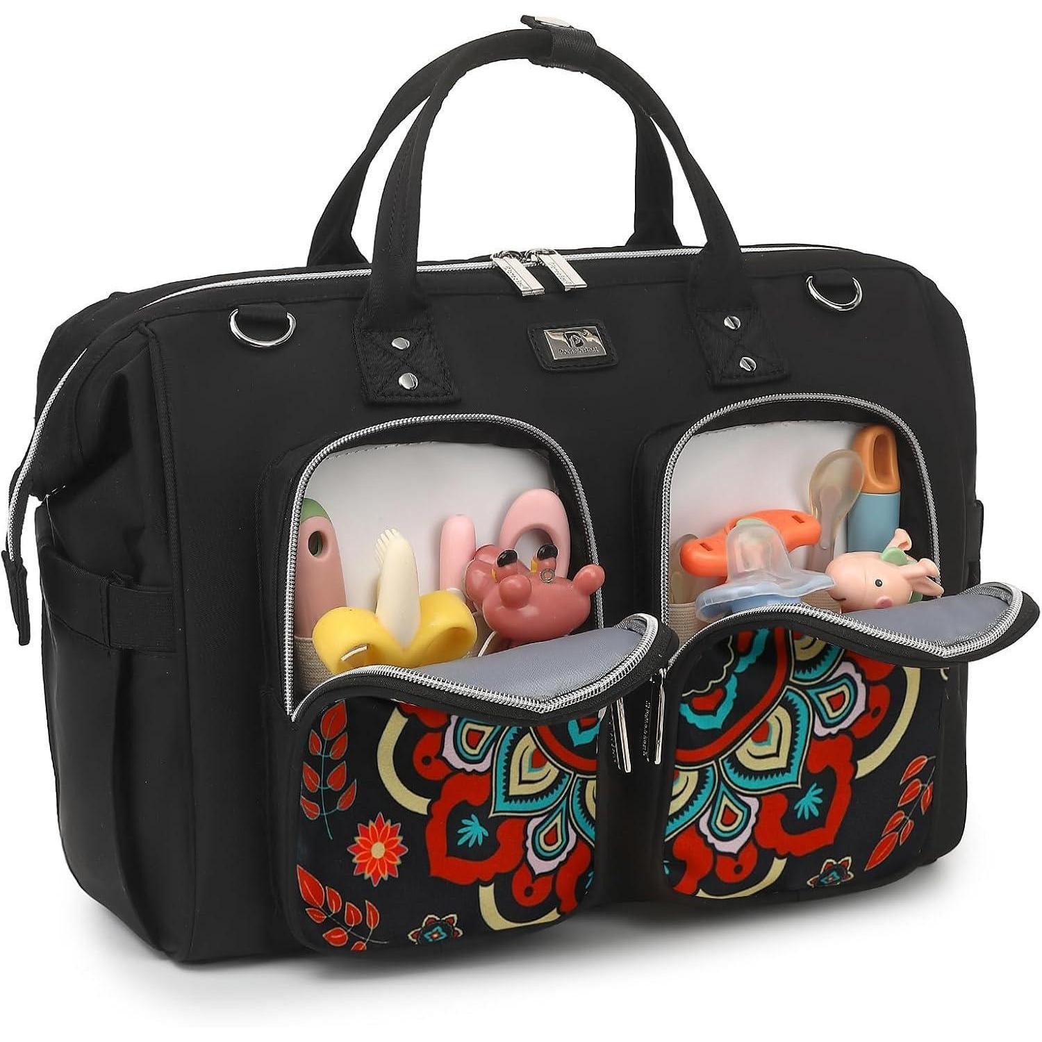 LuxusKollektion Wickeltasche Wickeltasche wasserdicht Wickelunterlage Kinderwagenhaken Retro-muster