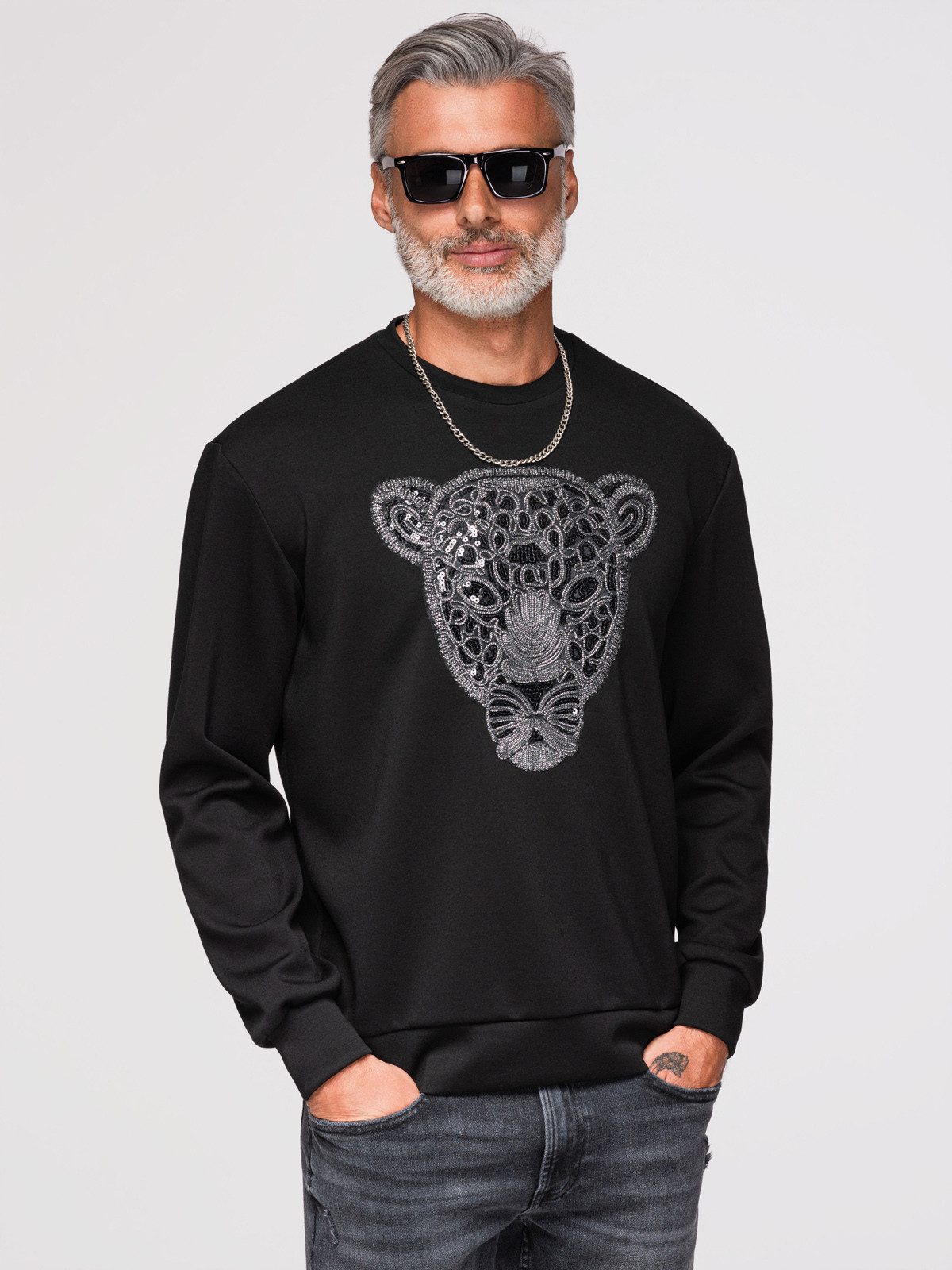 Sweatshirt Herren Sweatshirt Regular Fit mit Rundhalsausschnitt Schwarz M