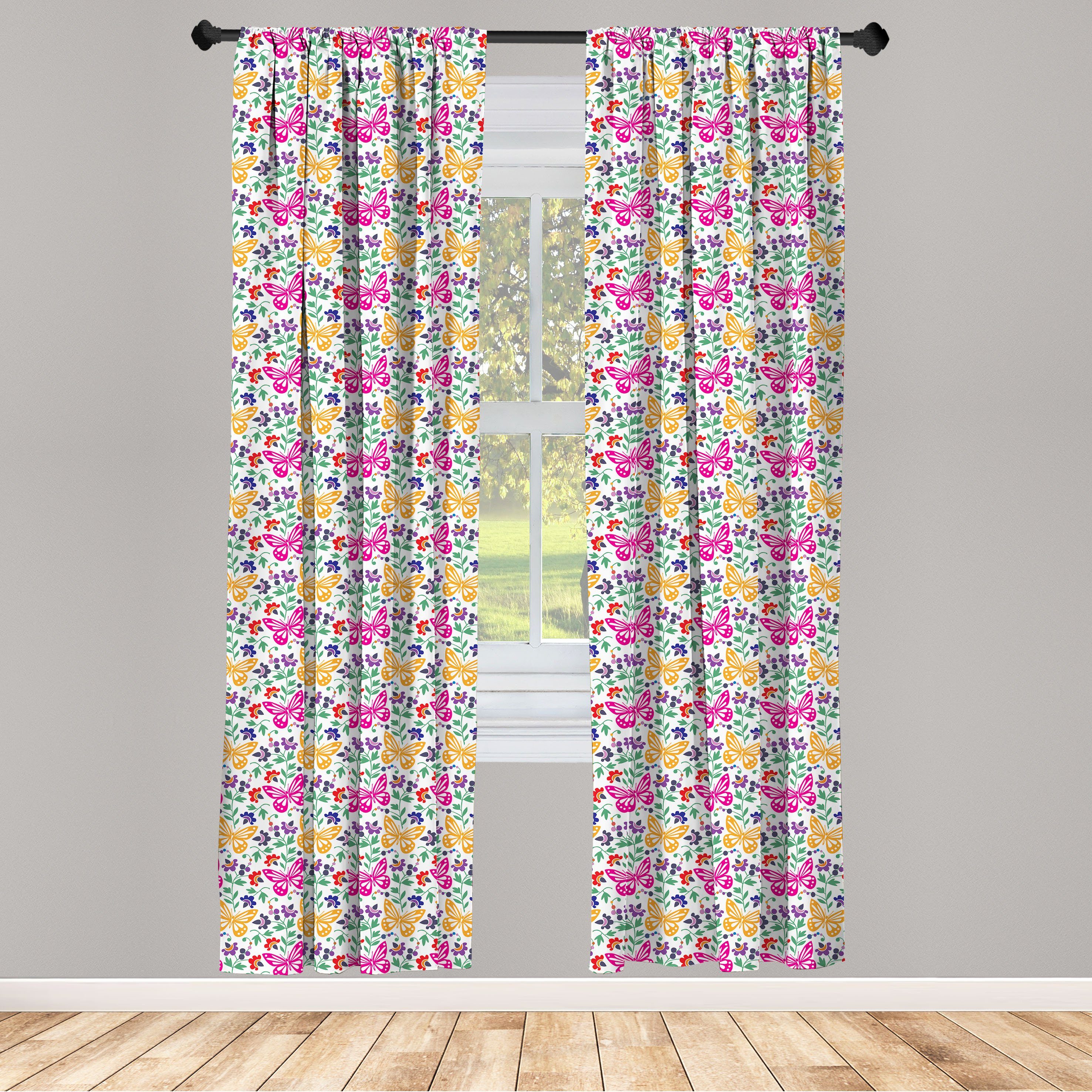 Gardine Vorhang für Wohnzimmer Schlafzimmer Dekor, Abakuhaus, Microfaser, Frühling Vibrant Sommer-Blüte