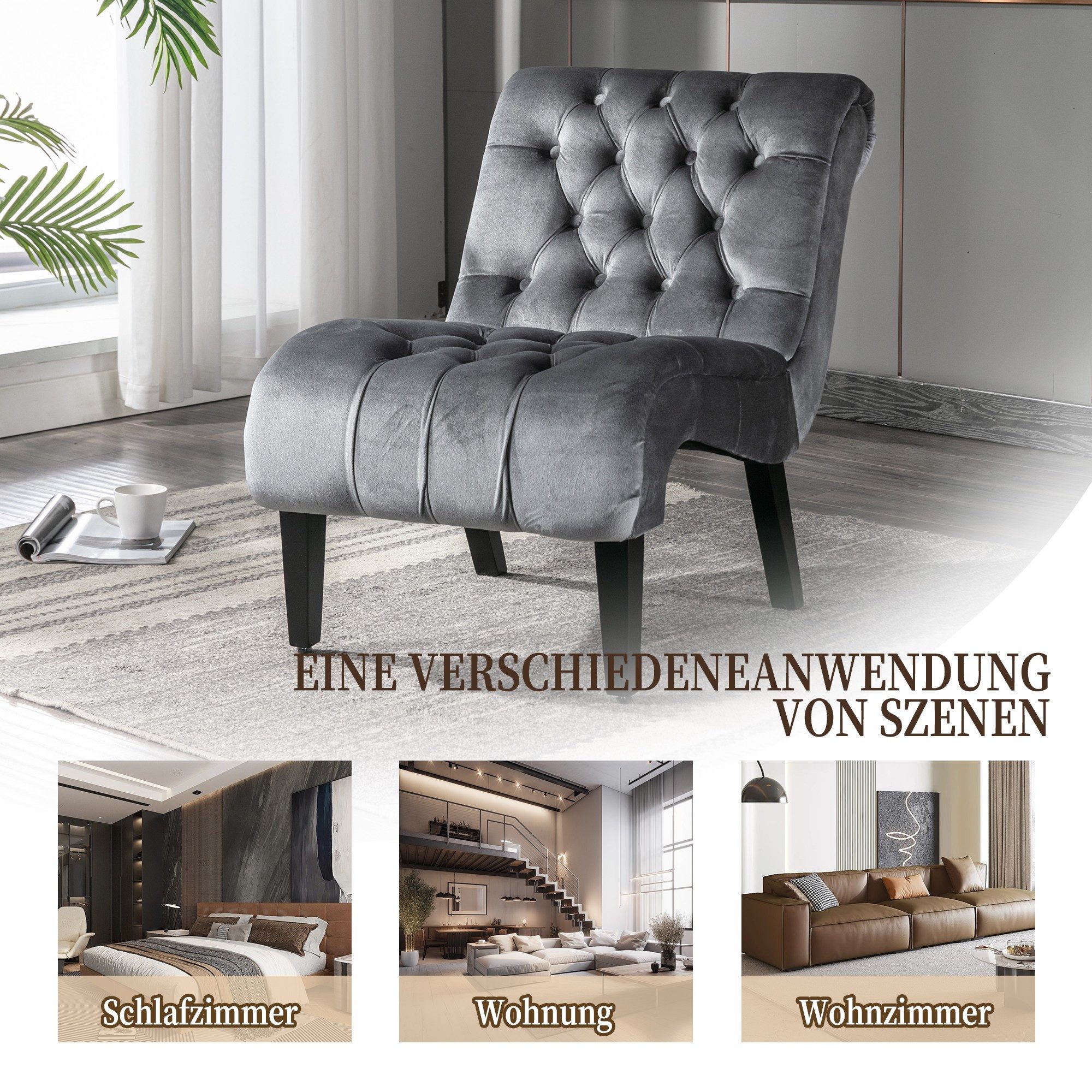 BlingBin Polsterstuhl Modern Velvet Armless Accent günstig online kaufen