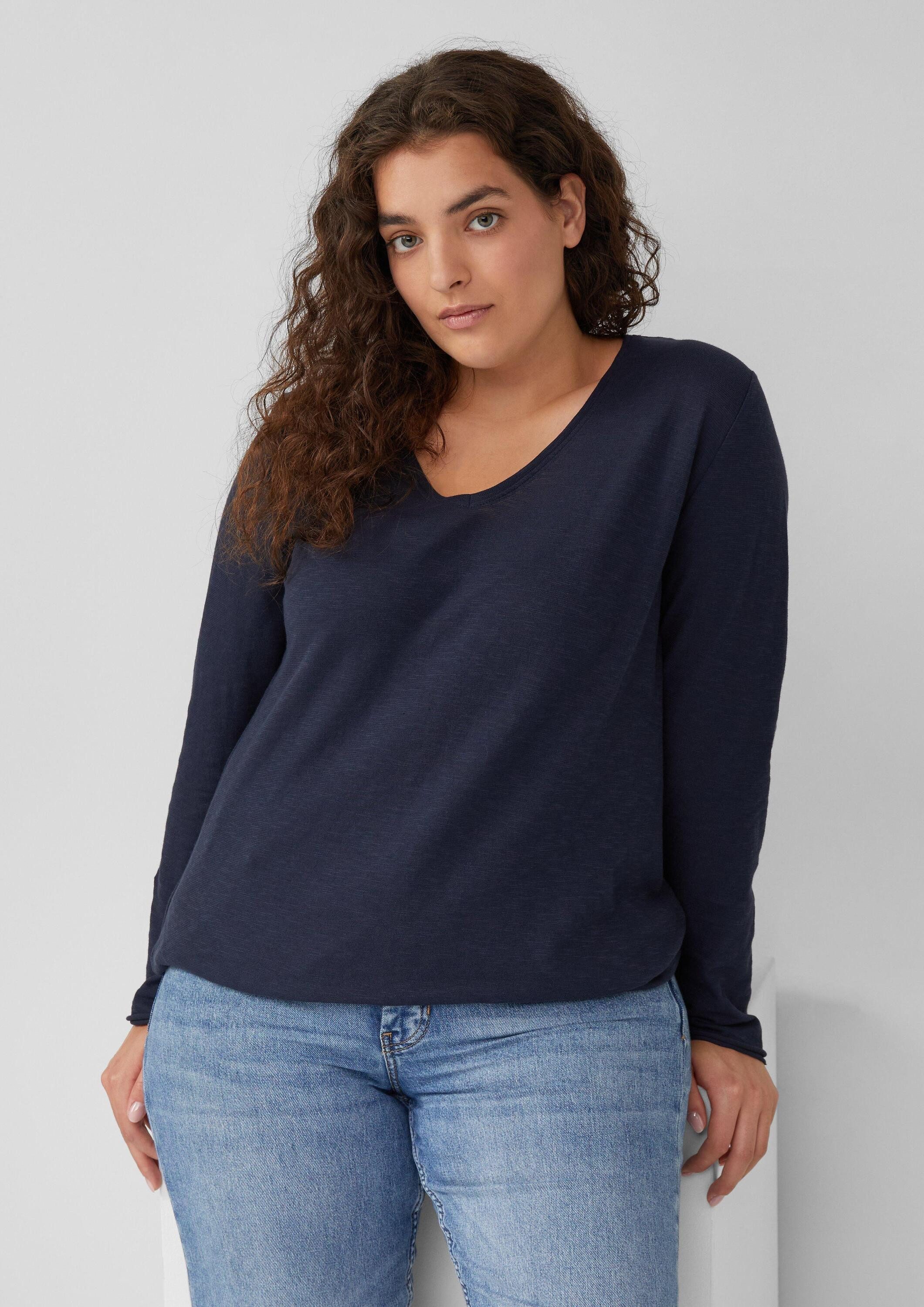 s.Oliver Langarmshirt T-Shirt Jersey-Shirt mit V-Ausschnitt günstig online kaufen