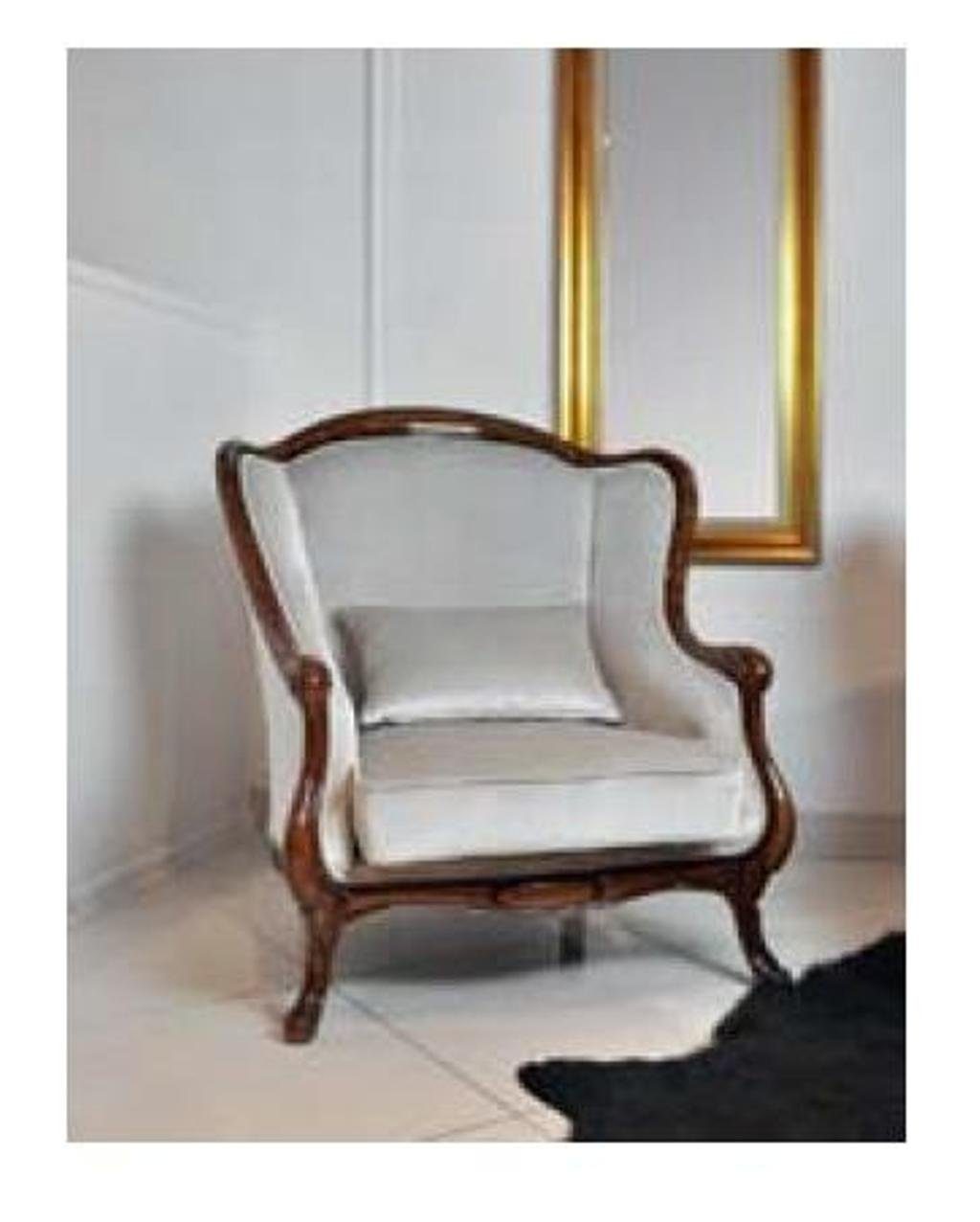 JVmoebel Sessel, Sessel Ohrensessel Sitzer Grau Sitz Velvet Luxus Wohnzimmer Klassischе | Einzelsessel