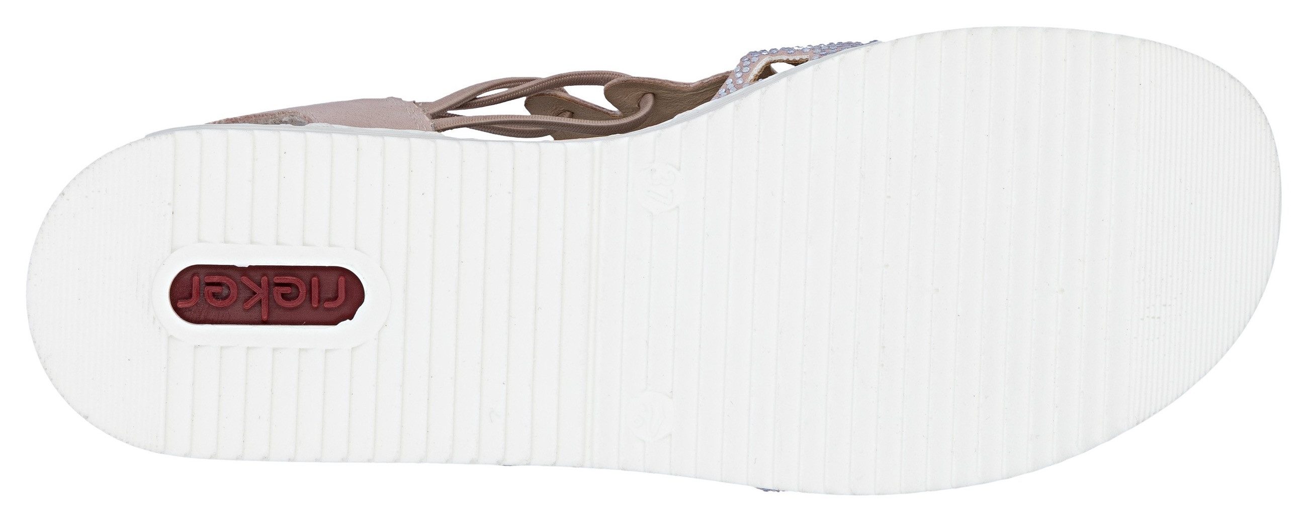 Rieker Keilsandalette Schlupfsandale, Sommerschuh, Urlaubsschuh mit Glitzersteine