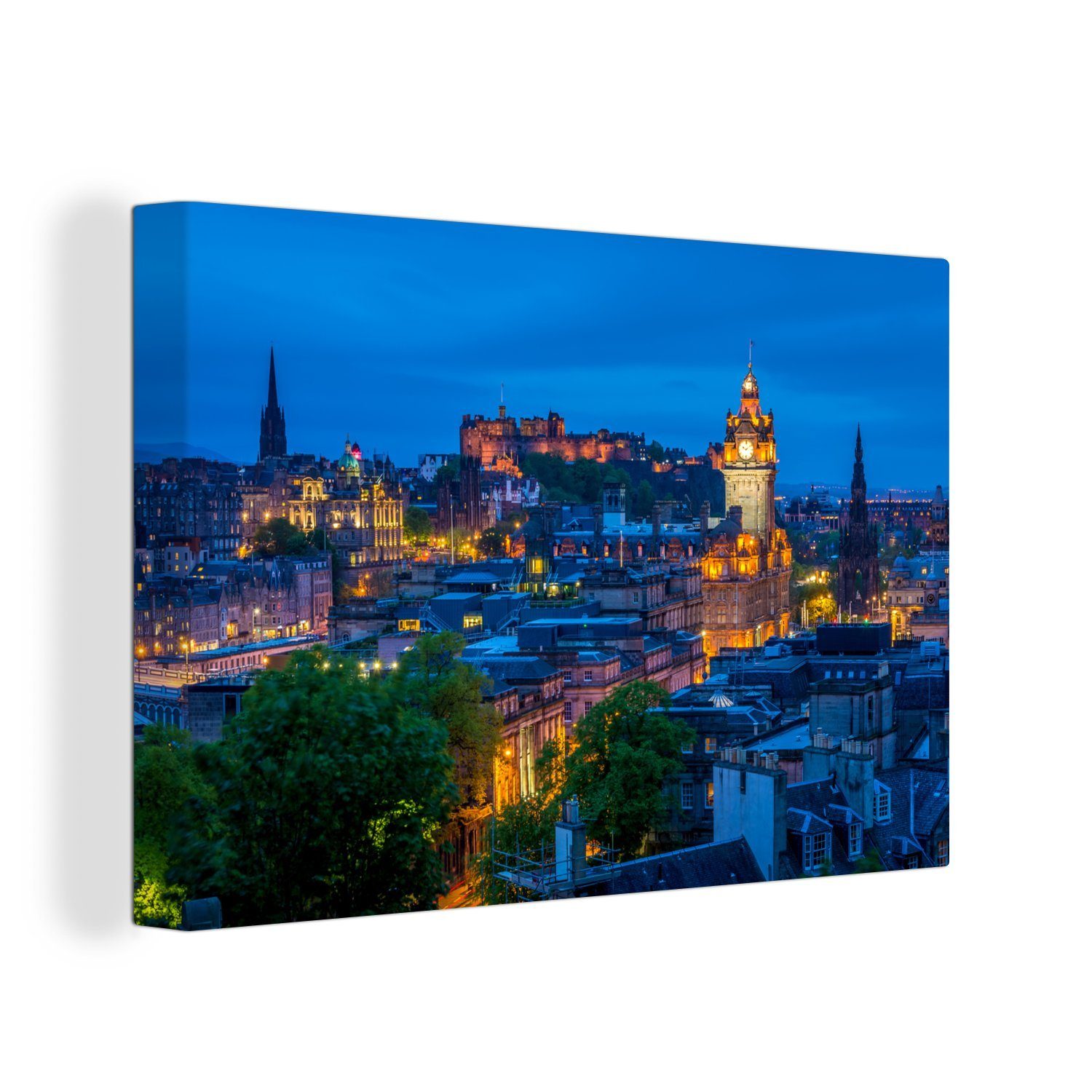St), Schloss Leinwandbilder, - - Aufhängefertig, Nacht Wanddeko, Edinburgh, Licht Leinwandbild 30x20 Wandbild (1 OneMillionCanvasses® cm -
