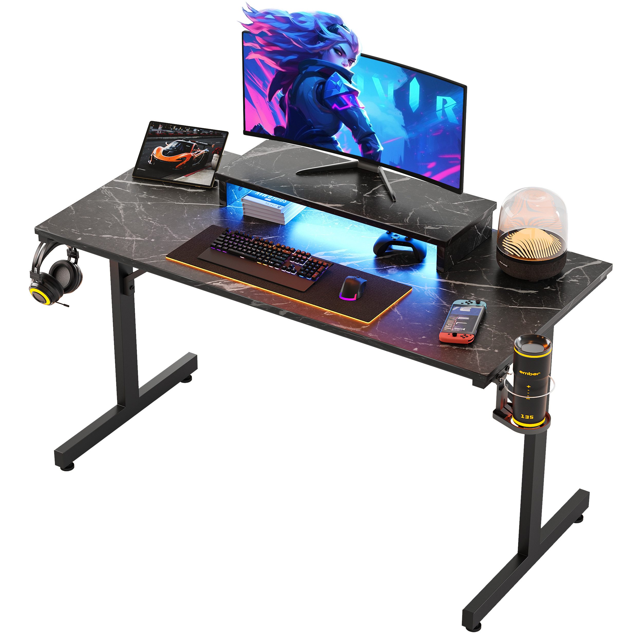 Bestier Gamingtisch 106cm Gaming Schreibtisch mit RGB-LED, 106cm Jugendschr günstig online kaufen