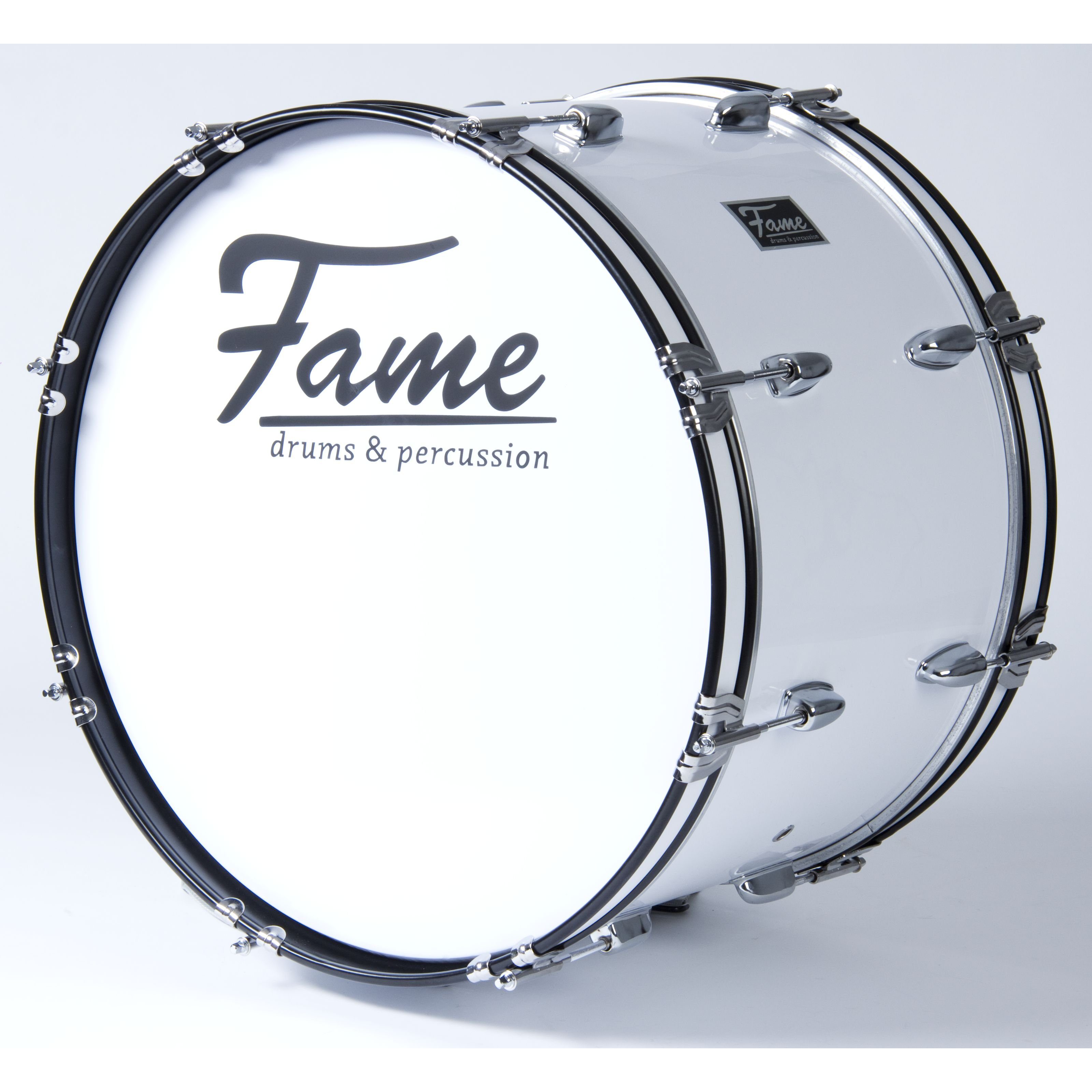 FAME Bass Drum,Marching Bass Drum 20"x12" Weiß 7-Lagen Lindenholz Kessel Inklusive Tragegurt Beater Schaumstoff-Dämpfringe Prägnanter Klang Ideal für Einsteiger in Marschierende Percussion, Marching, Bass Drums, Marching Bass Drum, 20"x12", Lindenholz Kessel, Marschierende