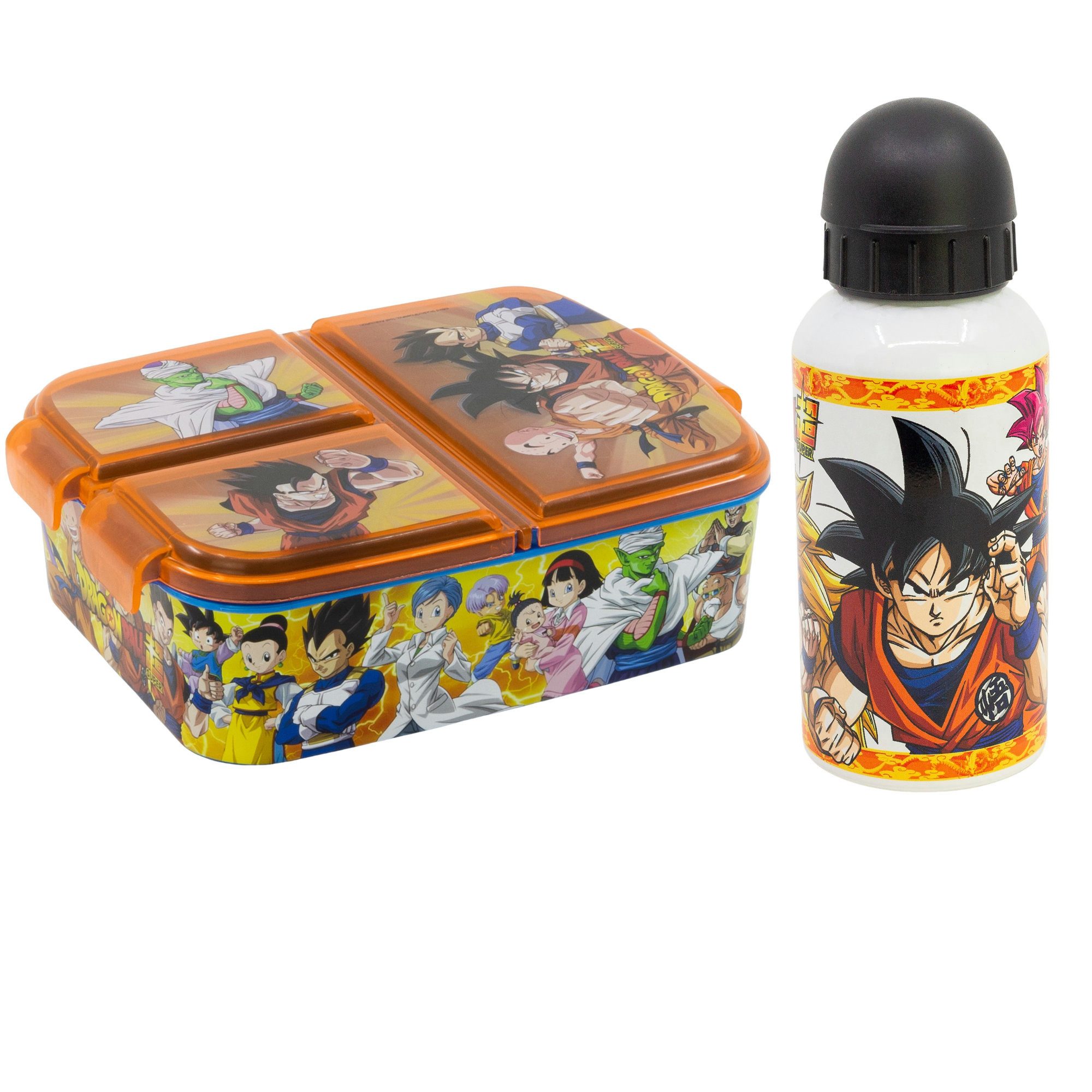 Dragon Ball Lunchbox Anime Dragon Ball Kinder 2 tlg Lunch Set Brotdose Alu-Trinkflasche, (2-tlg., Spar-Set), 400 ml