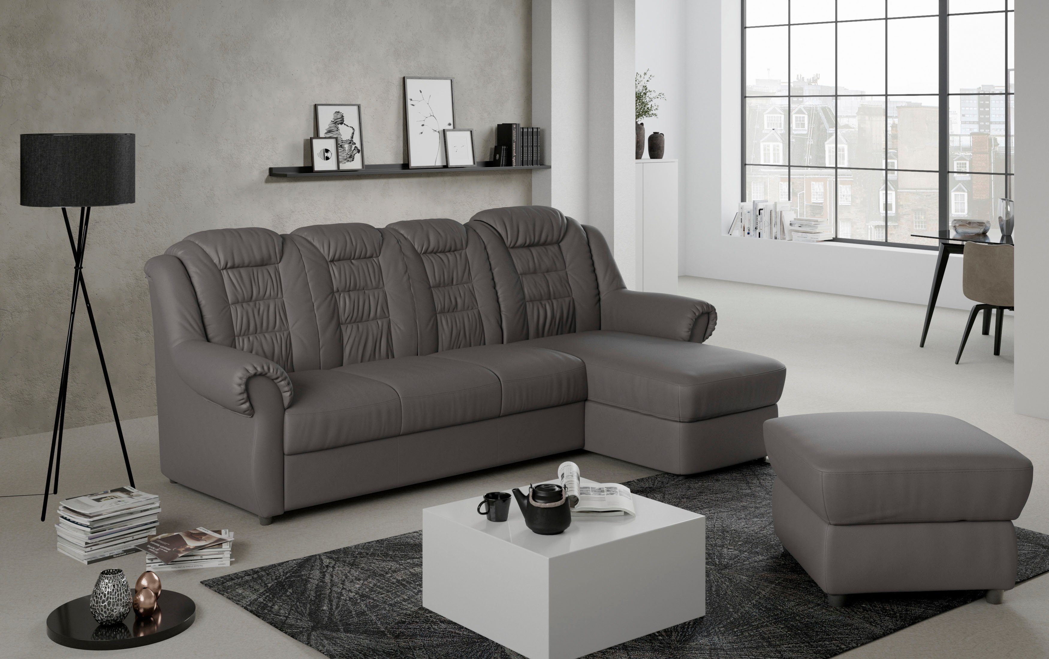 Home affaire Ecksofa Boston L-Form, Gemütliches Ecksofa mit hoher Rückenlehne in klassischem Design