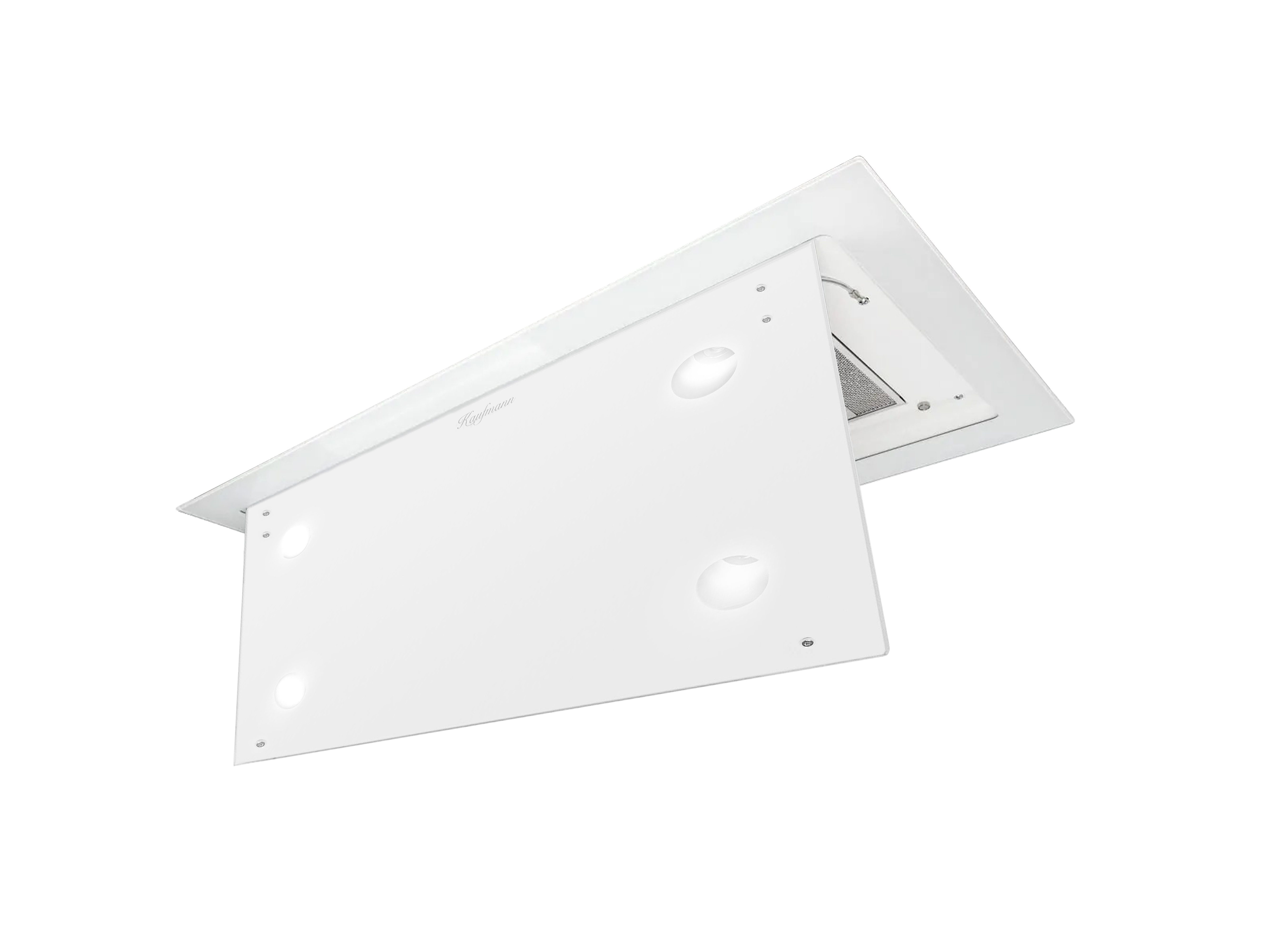 KAUFMANN Deckenhaube Tegmento 90 WH// Tegmento 90 WH, Dunstabzugshaube 90 cm, 850m³/ h, Weiß Glas, Ab-Umluft