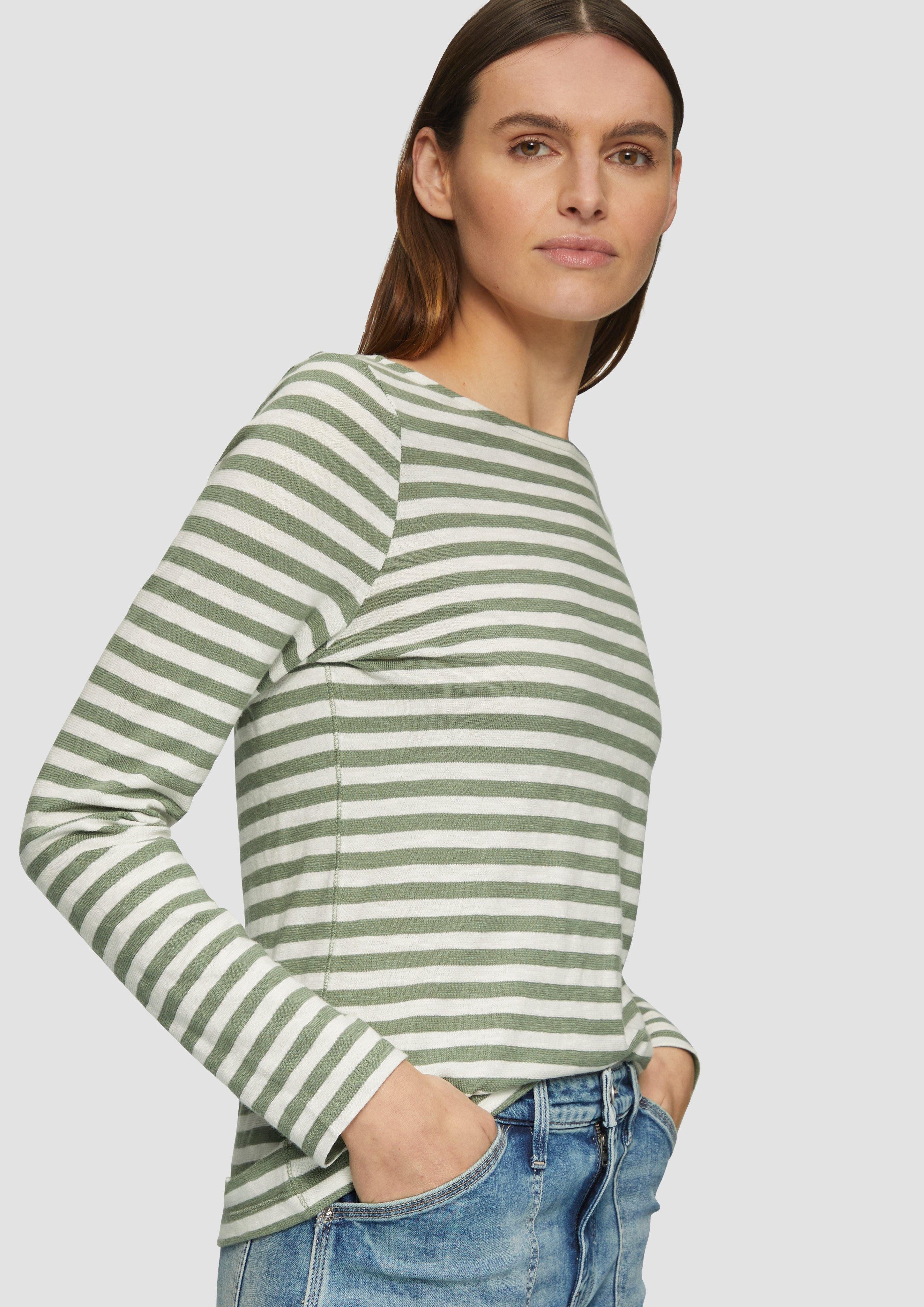 s.Oliver Langarmshirt Geringeltes Langarmshirt aus Flammgarn günstig online kaufen