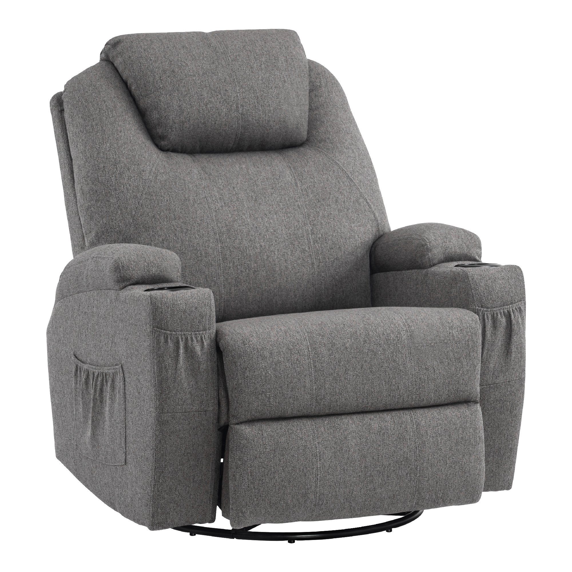 MCombo Relaxsessel MCombo manuell schwenkbar, mit Relaxsessel × TV-Sessel 92 109 drehbar 360° und manuell, Massagesessel 7020, 100 × cm Heizung, Grau