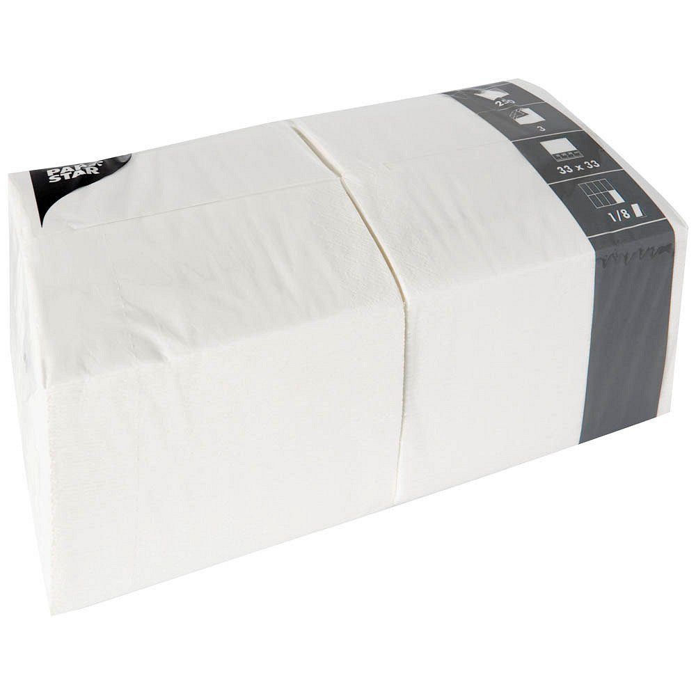 PAPSTAR Papierserviette 250 Servietten 1/8-Falz 33x33cm 3-lagig weiß