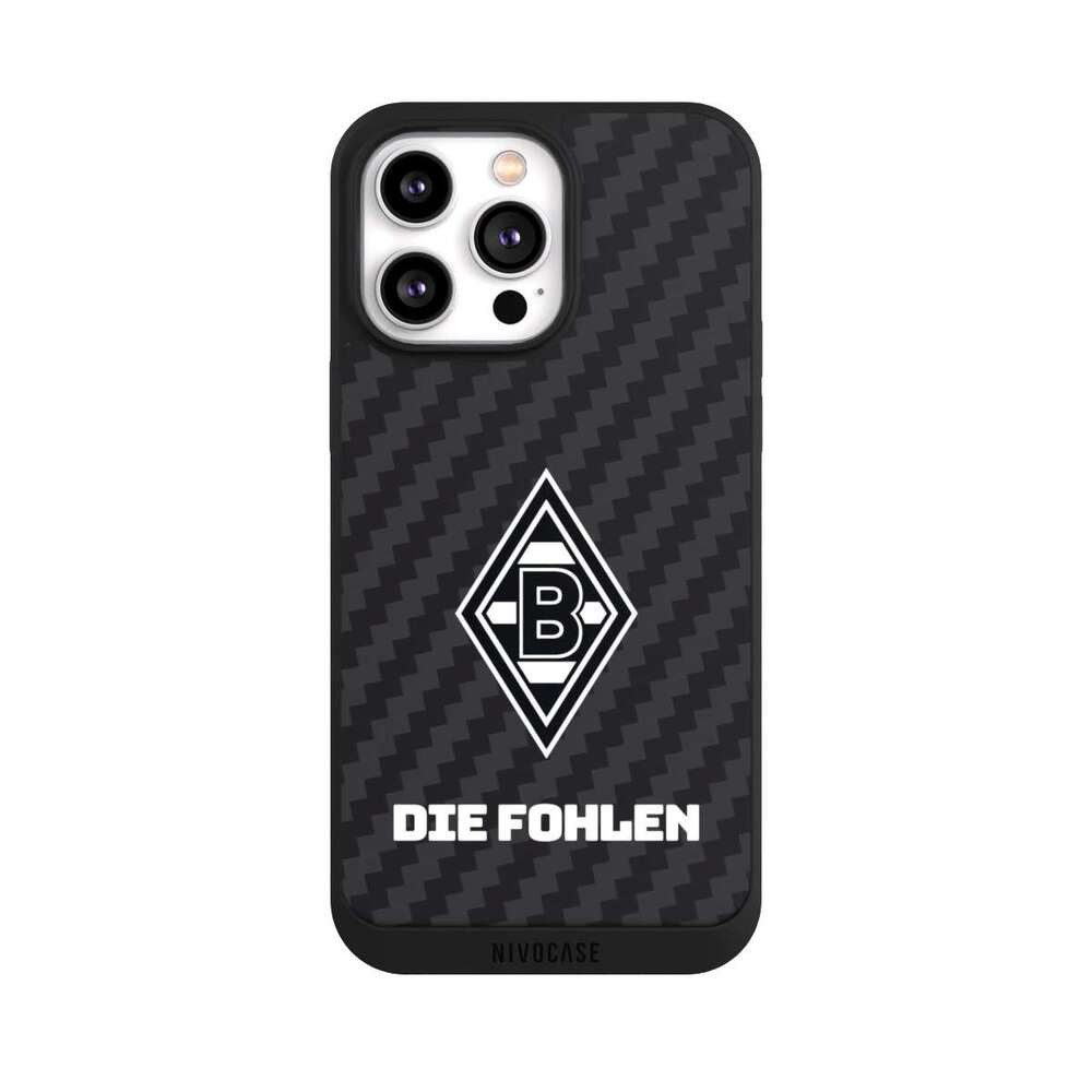 NIVOCASE Handyhülle Borussia Mönchengladbach Carbon Gladbach Die Fohlen Carbon, Apple iPhone 14 Pro Max Handyhülle Hülle NIVOpure Case Schwarz