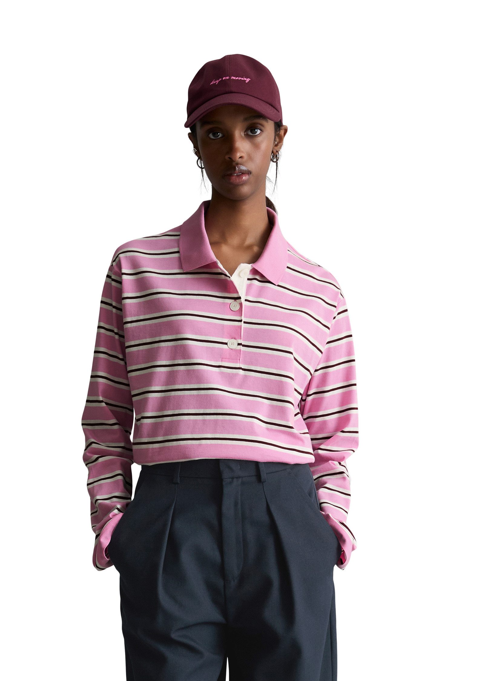 Marc O'Polo DENIM Langarm-Poloshirt aus gestreiftem Single Jersey günstig online kaufen