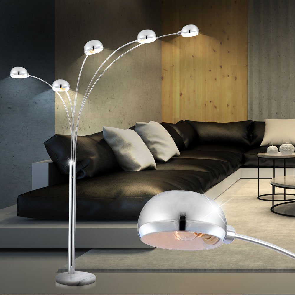 etc-shop LED Stehlampe, Leuchtmittel inklusive, Warmweiß, Chrom Fußschalter Lampe Watt Steh Lobby Leuchte Design Marmor LED 15