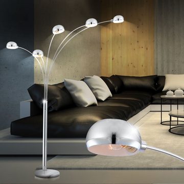 etc-shop LED Stehlampe, Leuchtmittel inklusive, Warmweiß, Design Steh Leuchte LED 15 Watt Lobby Chrom Lampe Marmor Fußschalter