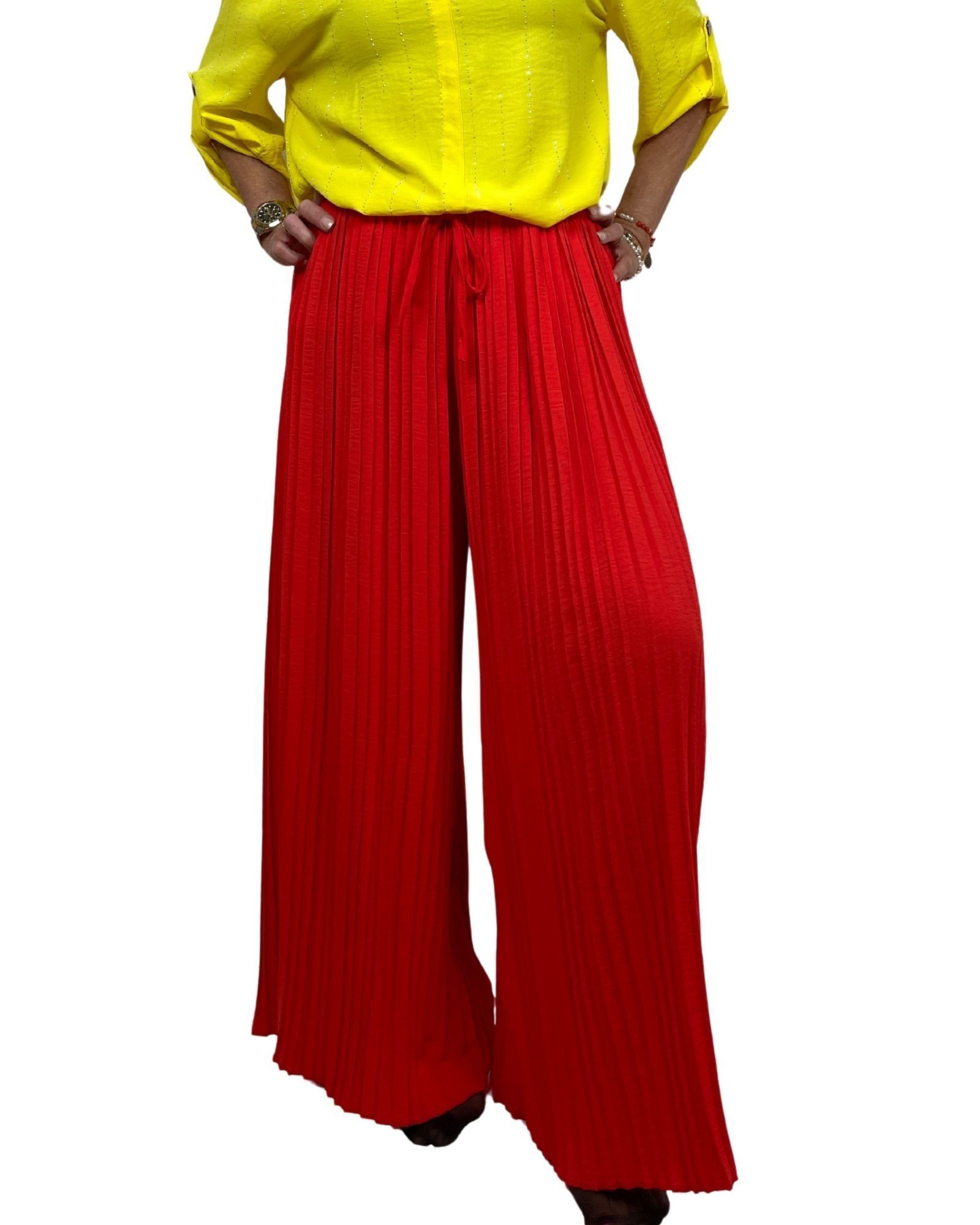 ITALY VIBES Palazzohose ALMA - Plisseehose - weite Hose - Bindegürtel - Sto günstig online kaufen