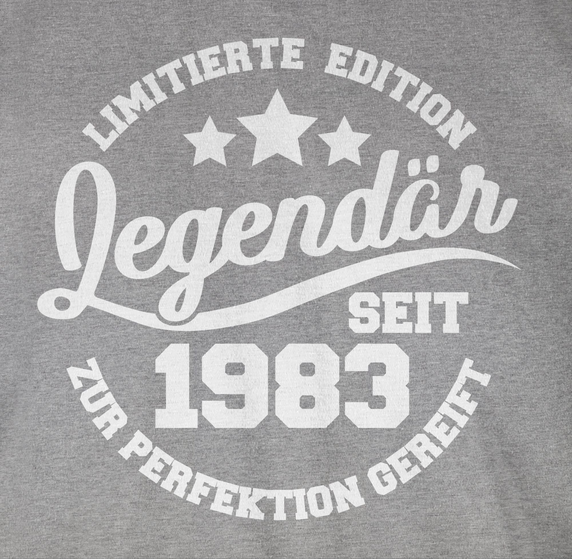 seit 1983 Legendär 3 meliert Geburtstag - 40. T-Shirt weiß Grau Shirtracer