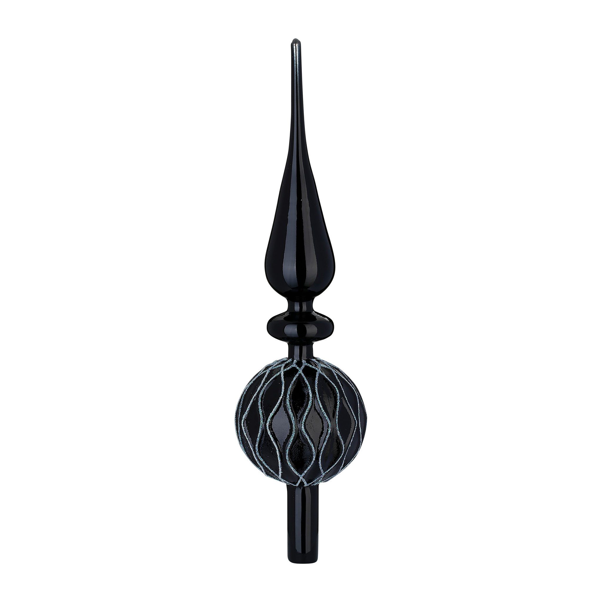 MAGIC by Inge Christbaumspitze, Christbaumspitze Glas 32cm mit Ornamenten - Ebony Black
