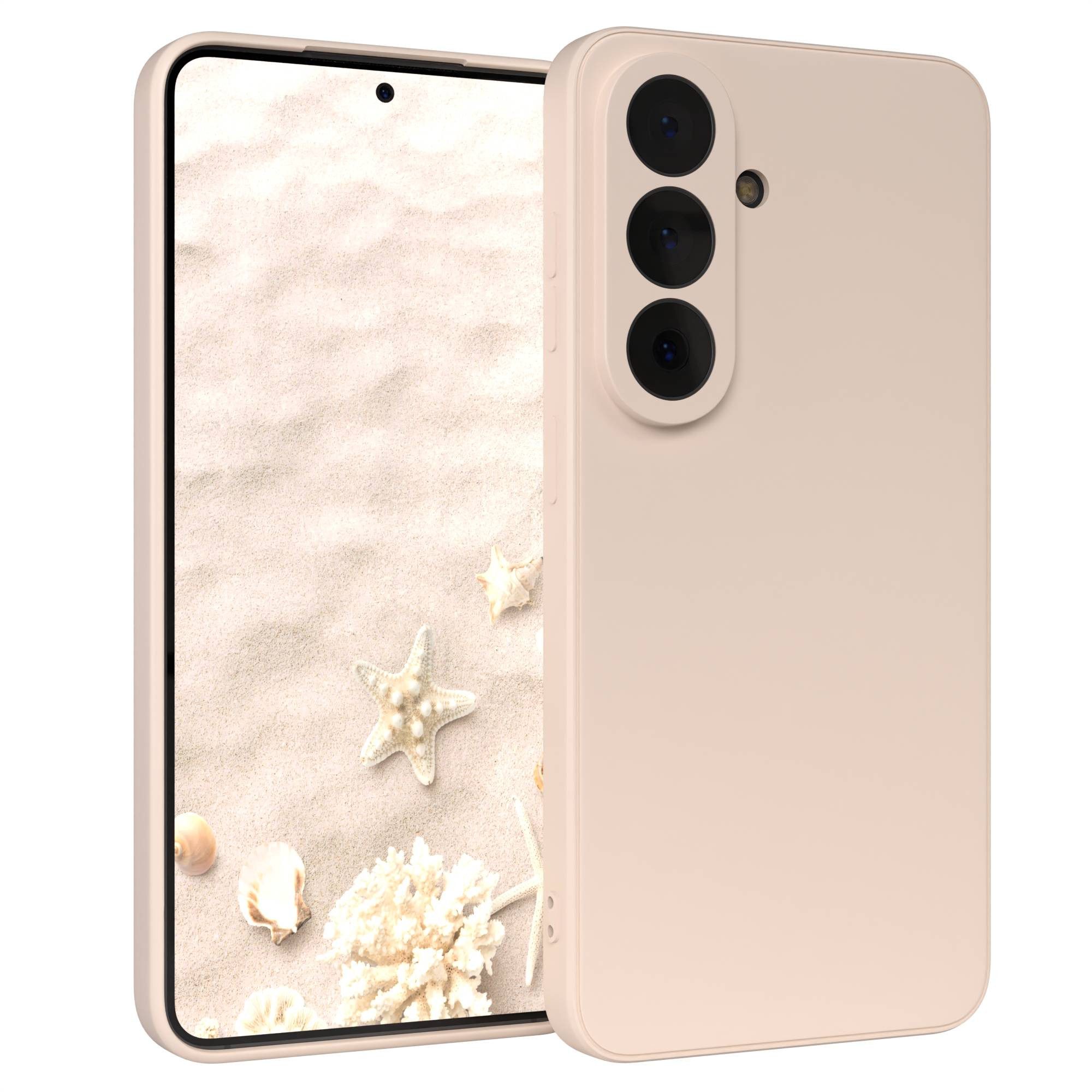 EAZY CASE Handyhülle TPU Hülle für Samsung Galaxy S26 6,3 Zoll, Bumper Case Matt Slimcover Silikonschutzhülle elastisch Taupe / Beige
