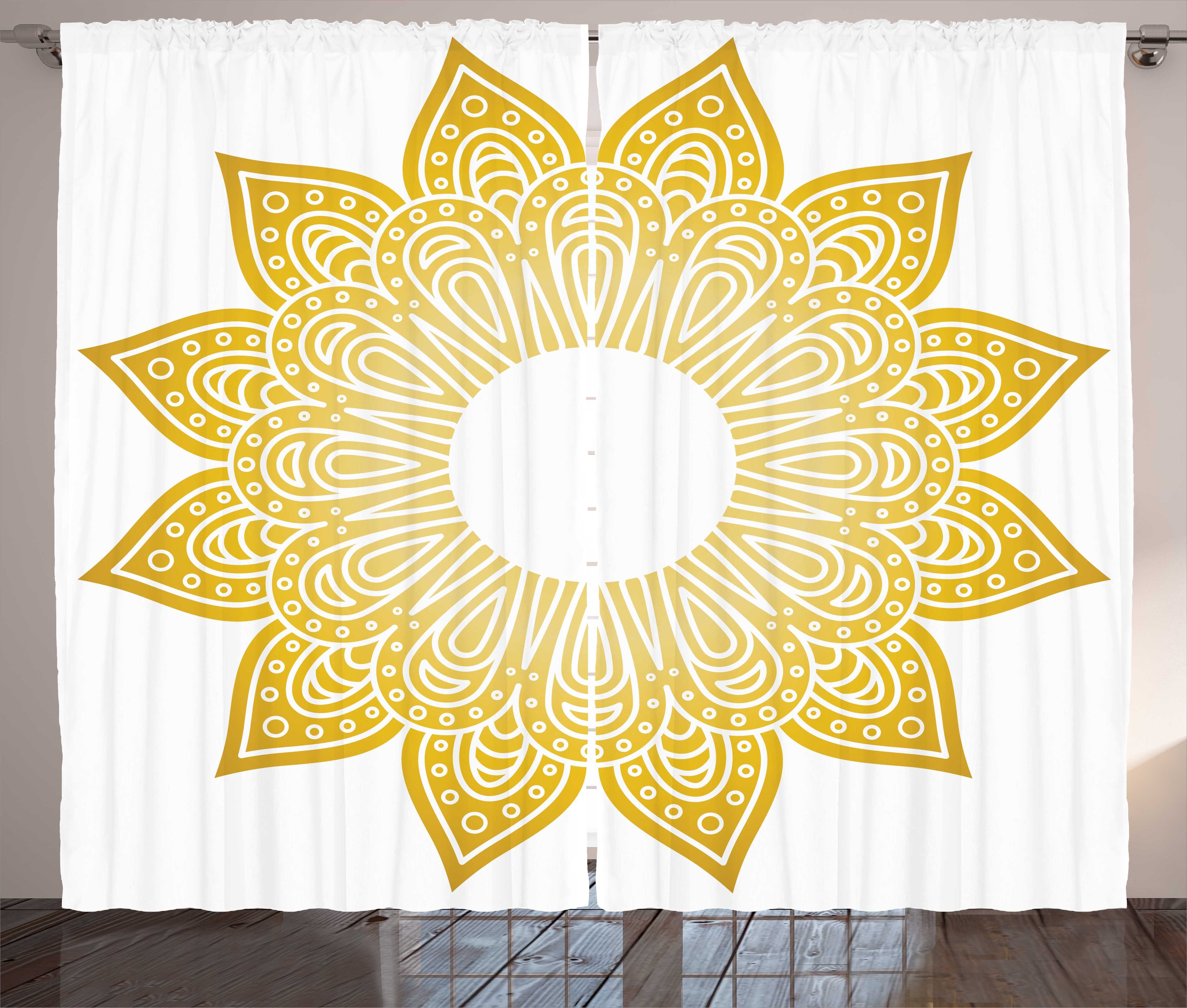 Looking Abakuhaus, mit und Haken, Kreis Mandala Schlafzimmer Schlaufen Kräuselband Gardine Floral Vorhang Sun