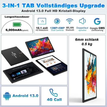 ZONKO HS-[2024 Neueste] Dual SIM Slot Tablet (10", 64 GB, ANdriod 13, 4G LTE, mit Tastatur Maus Stift,TF,SC9863 Octa-Core/13MP Kamera/6000mAh Akku)