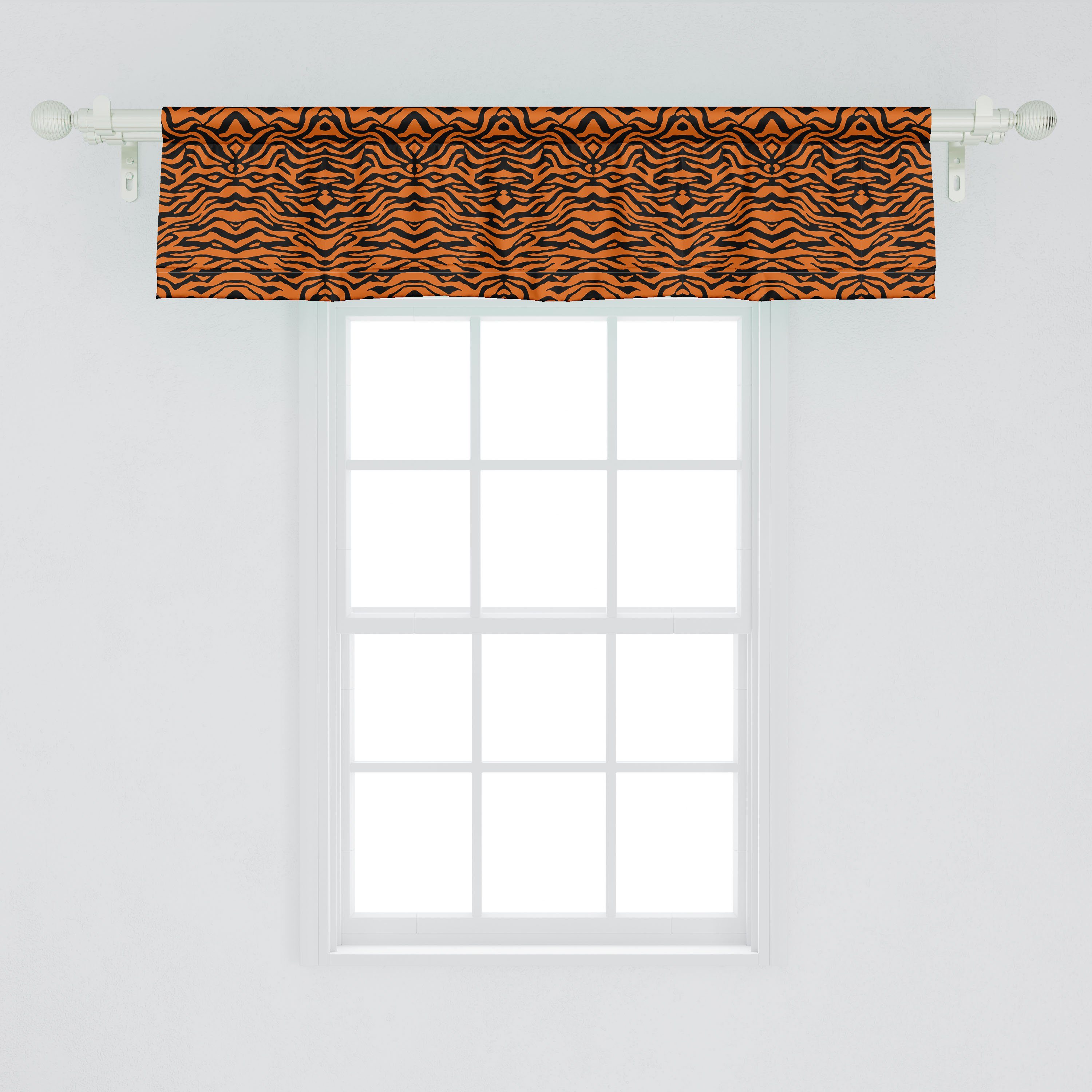 Schlafzimmer Scheibengardine Safari Küche mit Dekor Volant Microfaser, für Abakuhaus, Stangentasche, Vorhang Dschungel-Tiger-Haut-Streifen