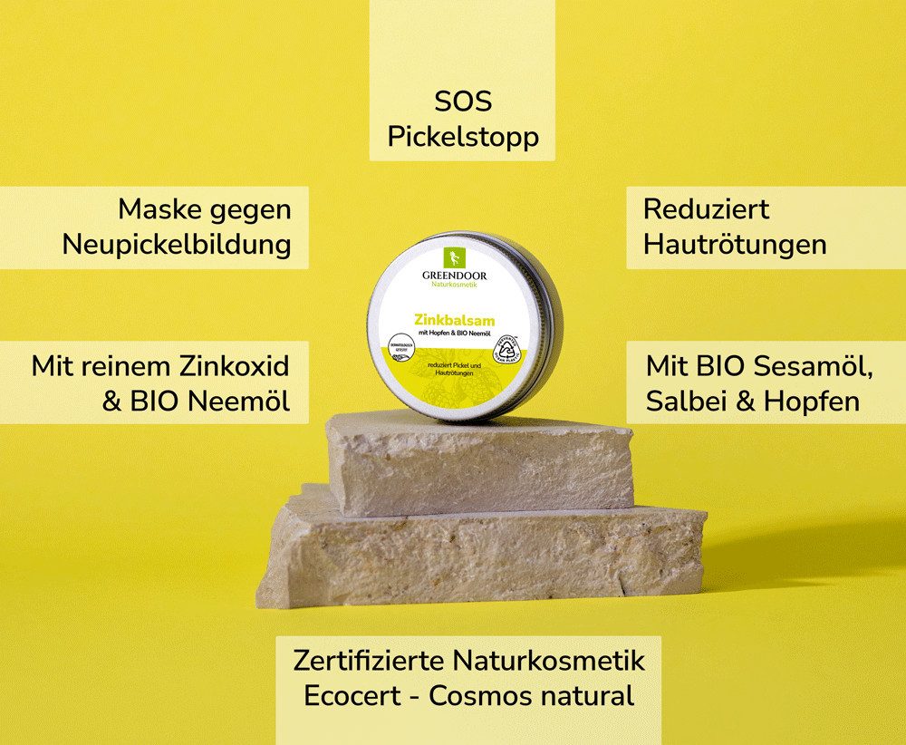 GREENDOOR Gesichtspflege Zinkbalsam bei Pickeln und Hautrötung