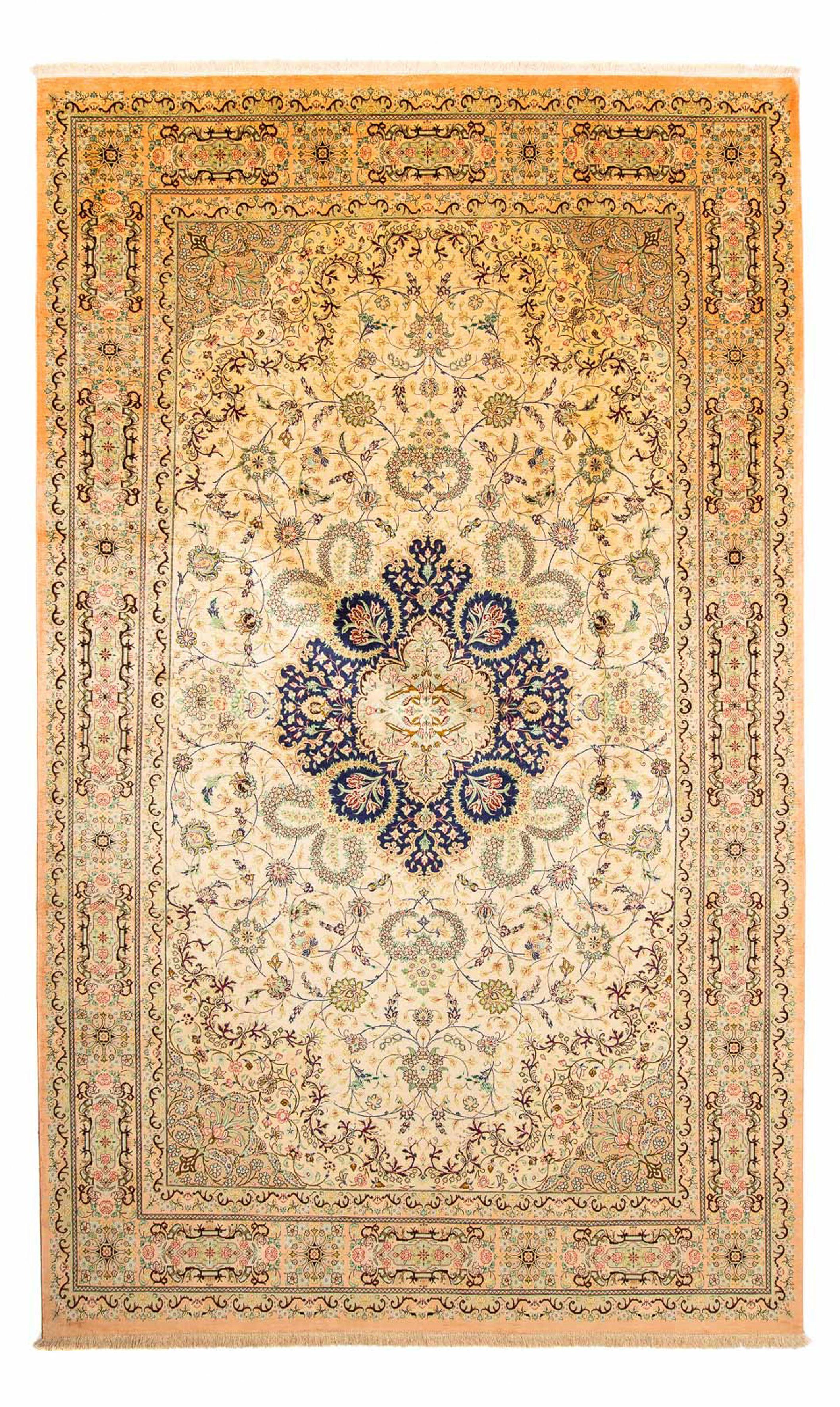 Orientteppich Perser - Ghom - 324 rechteckig, mm, x beige, Einzelstück Handgeknüpft, 10 Wohnzimmer, Zertifikat 198 morgenland, cm mit - Höhe