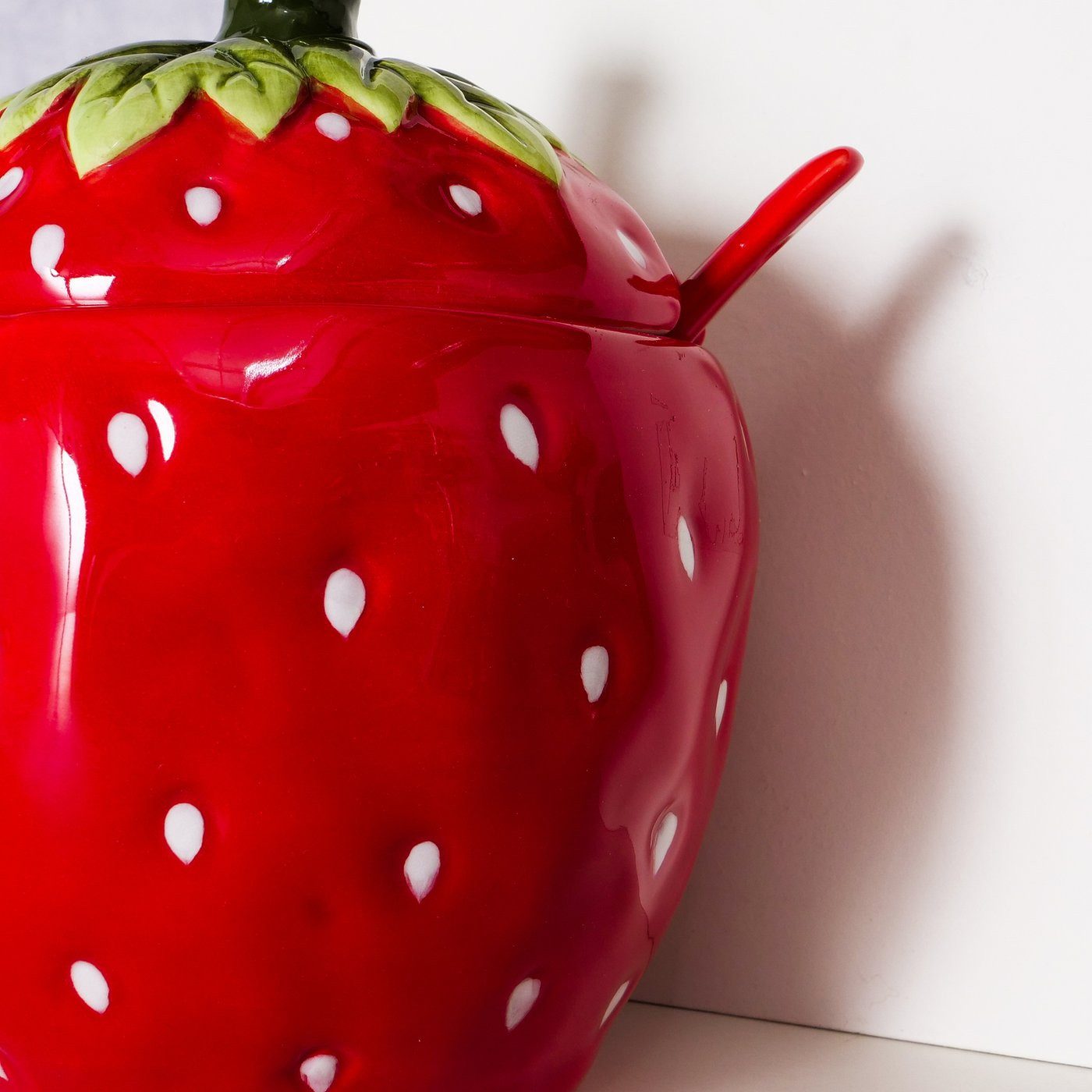 BOLTZE GRUPPE GmbH Marmeladenglas Vorratsdose STRAWBERRY, Keramik, (3-teilig), Marmeladenglas mit Löffel