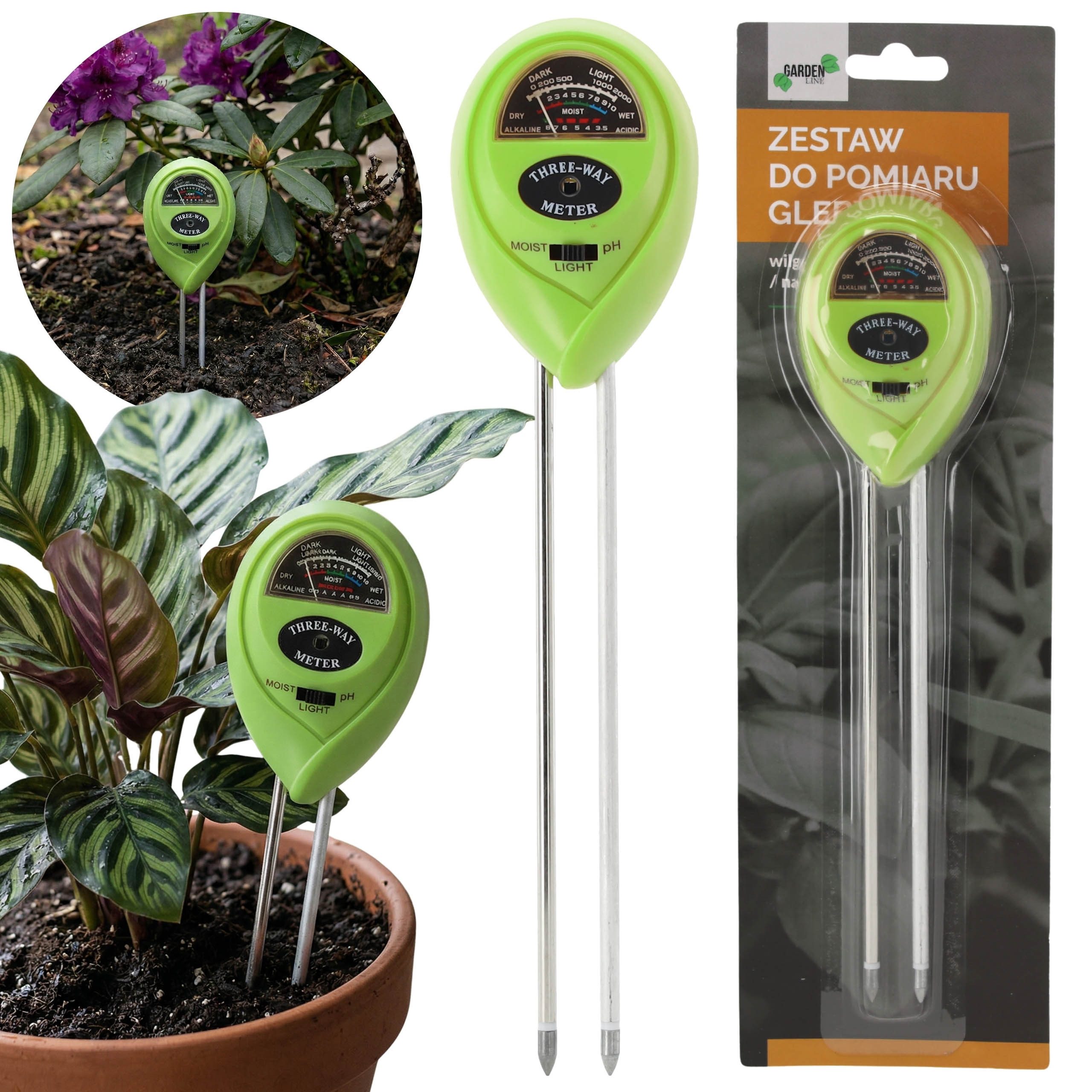 Sarcia.eu Feuchtigkeitsmesser 3-in-1 Bodenmessgerät – pH, Feuchte & Licht für Pflanzen
