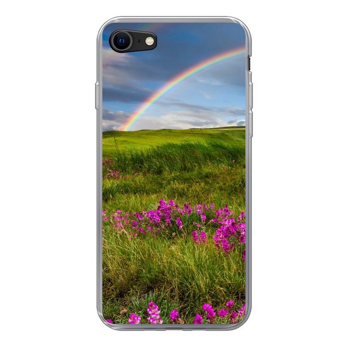 MuchoWow Handyhülle Regenbogen - Blumen - Heidekraut Handyhülle Apple iPhone 7 Smartphone-Bumper Print Handy Schutzhülle