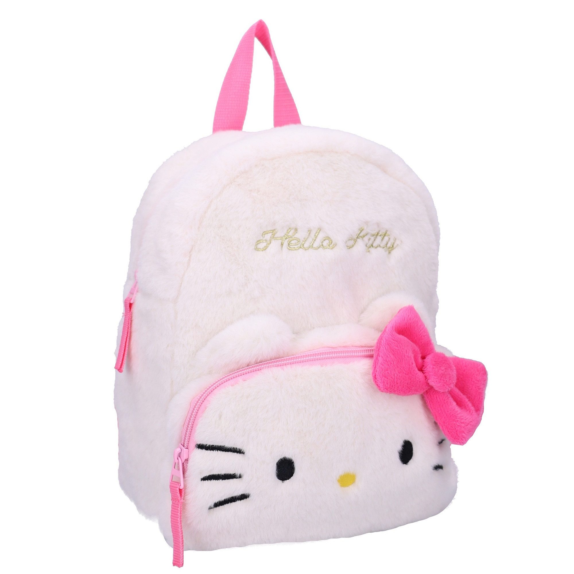Hello Kitty Kinderrucksack Kinder Rucksack Fluffy Festival mit weichem Stoff Tasche