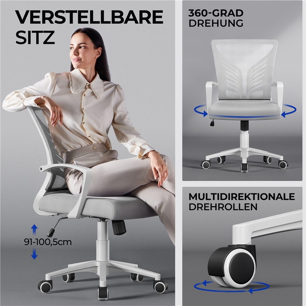 Yaheetech Bürostuhl Höhenverstellbarer Drehstuhl (1 St), Schreibtischstuhl mit Schaukelfunktion für Arbeitszimmer/Büro – Bild 5 von 5