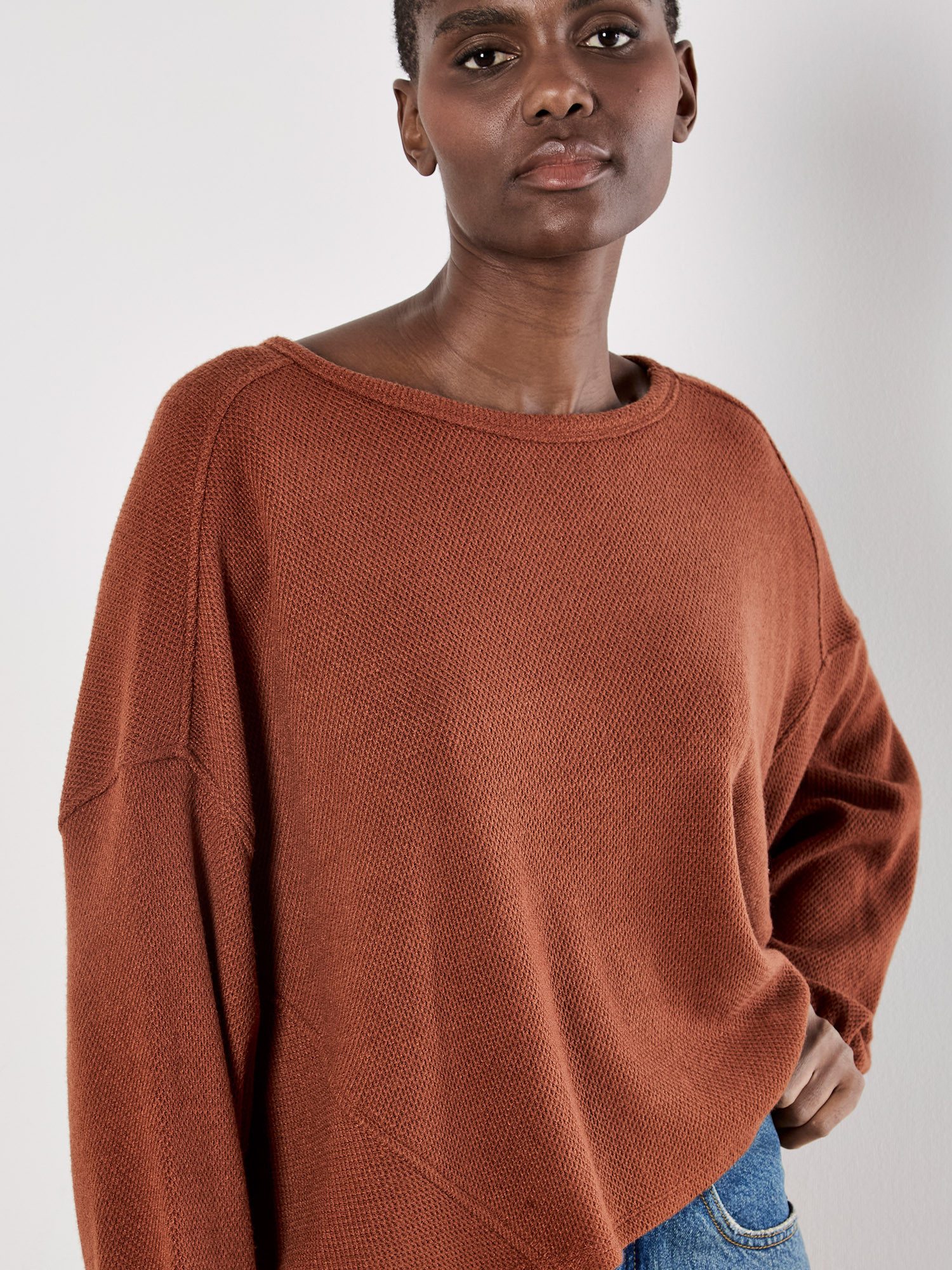 Apricot Fledermauspullover Oversized Pullover im Wabenstrick
