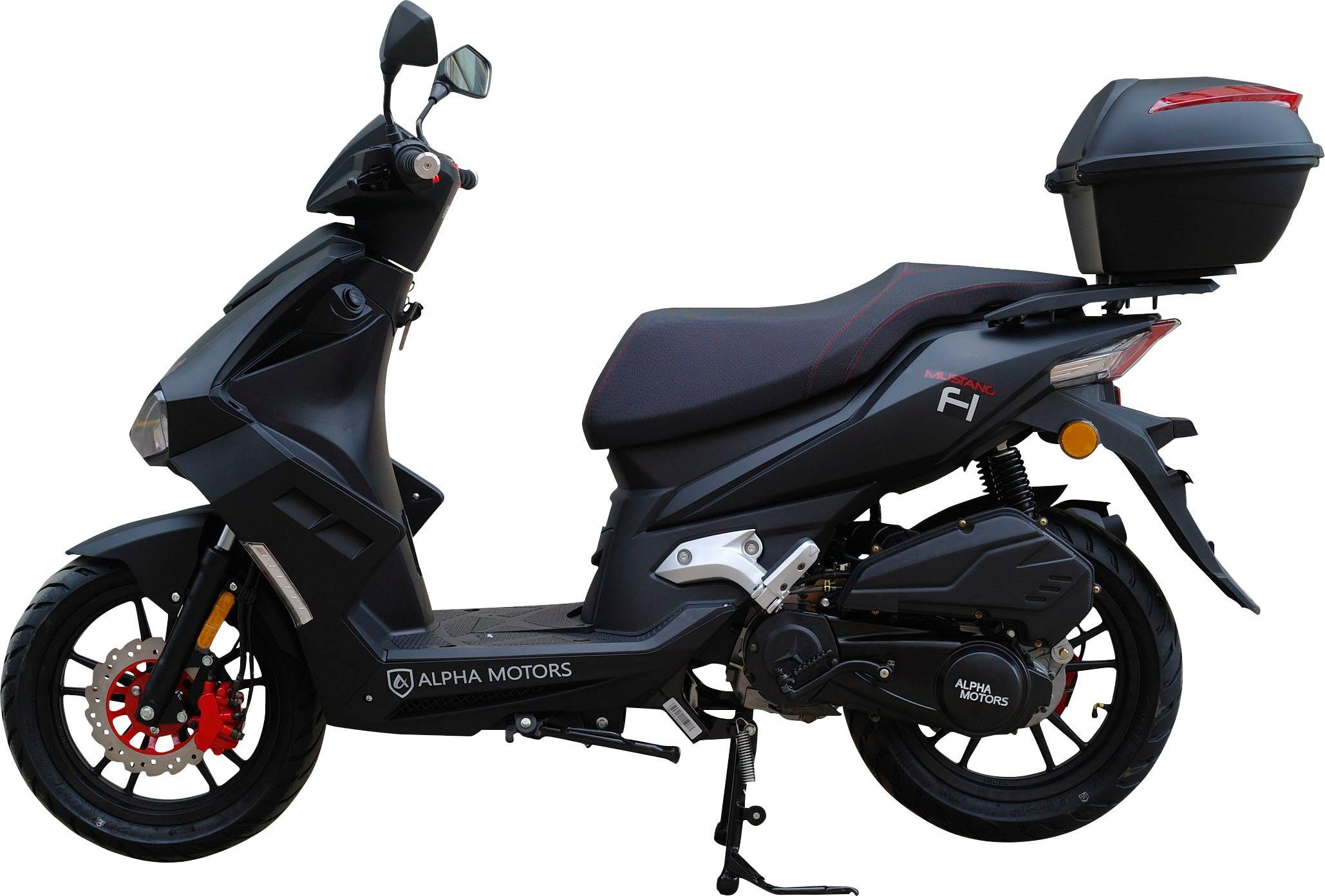 Alpha Motors Motorroller Mustang FI, 125 ccm, 85 km/h, Euro 5+, (Spar-Set, mit Topcase), mit USB-Anschluss