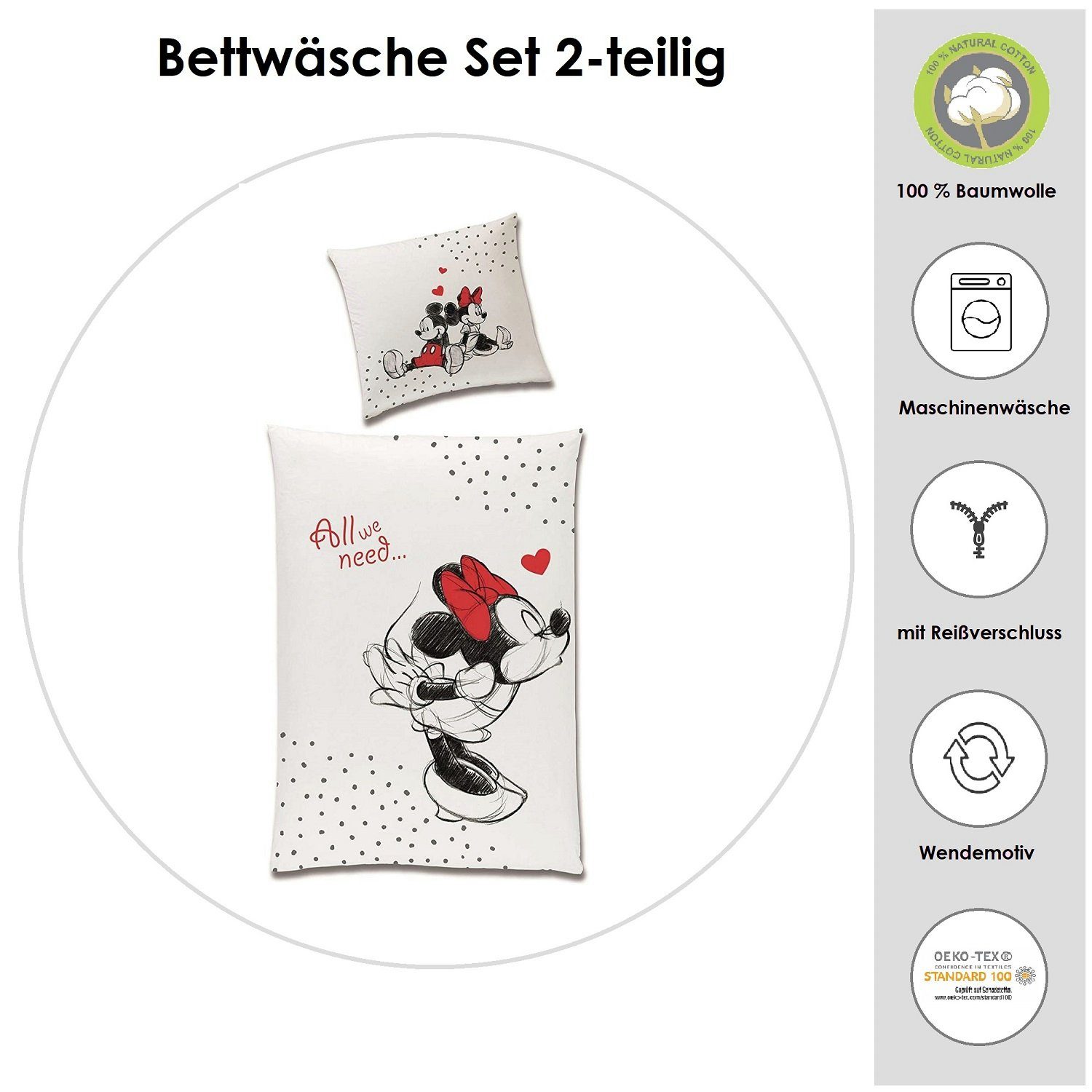 Familando Partnerbettwäsche Mickey & Minnie Mouse günstig online kaufen