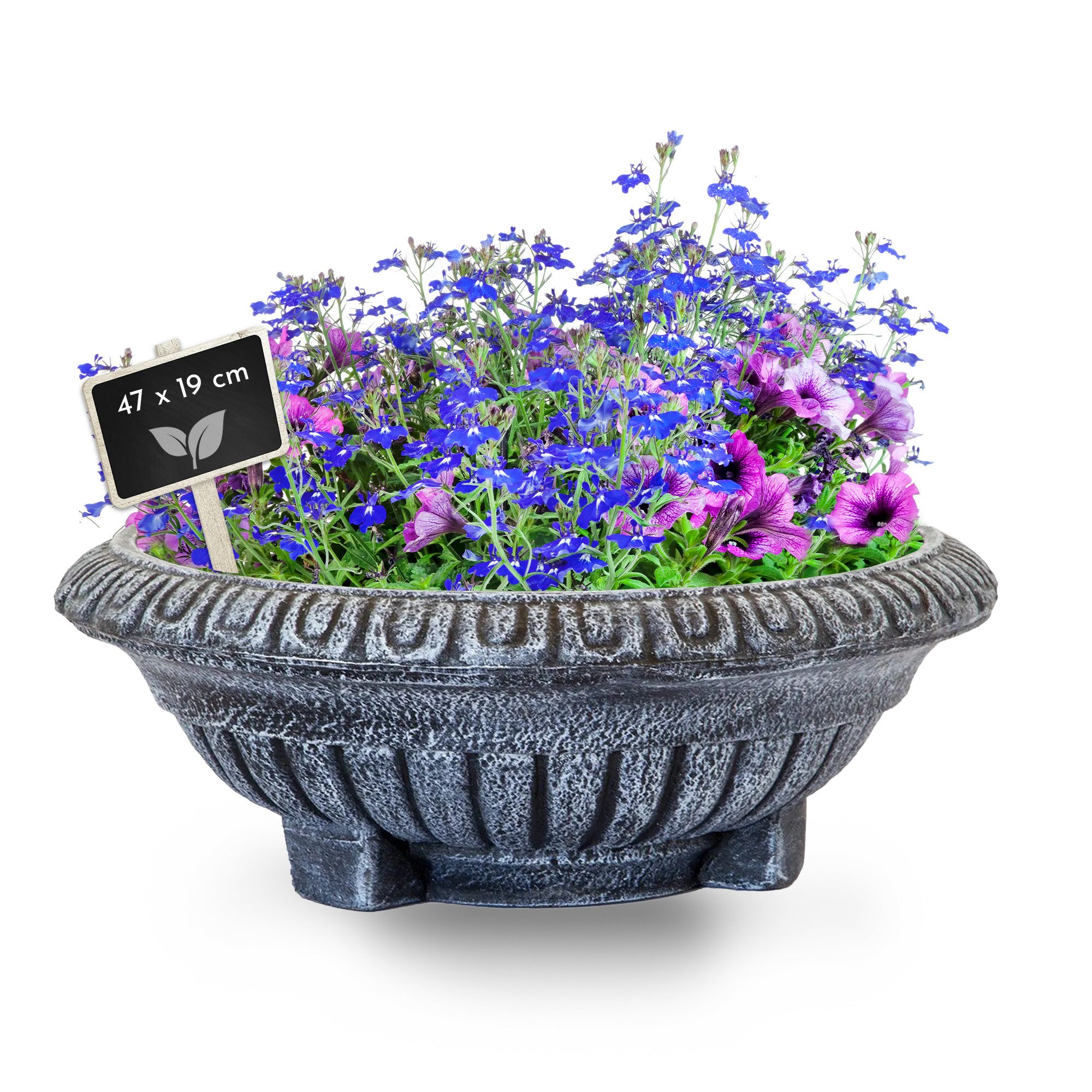 NATIV Pflanzschale Pflanzschale BALLET rund, Pflanztopf 47 cm Durchmesser, Antikes Design