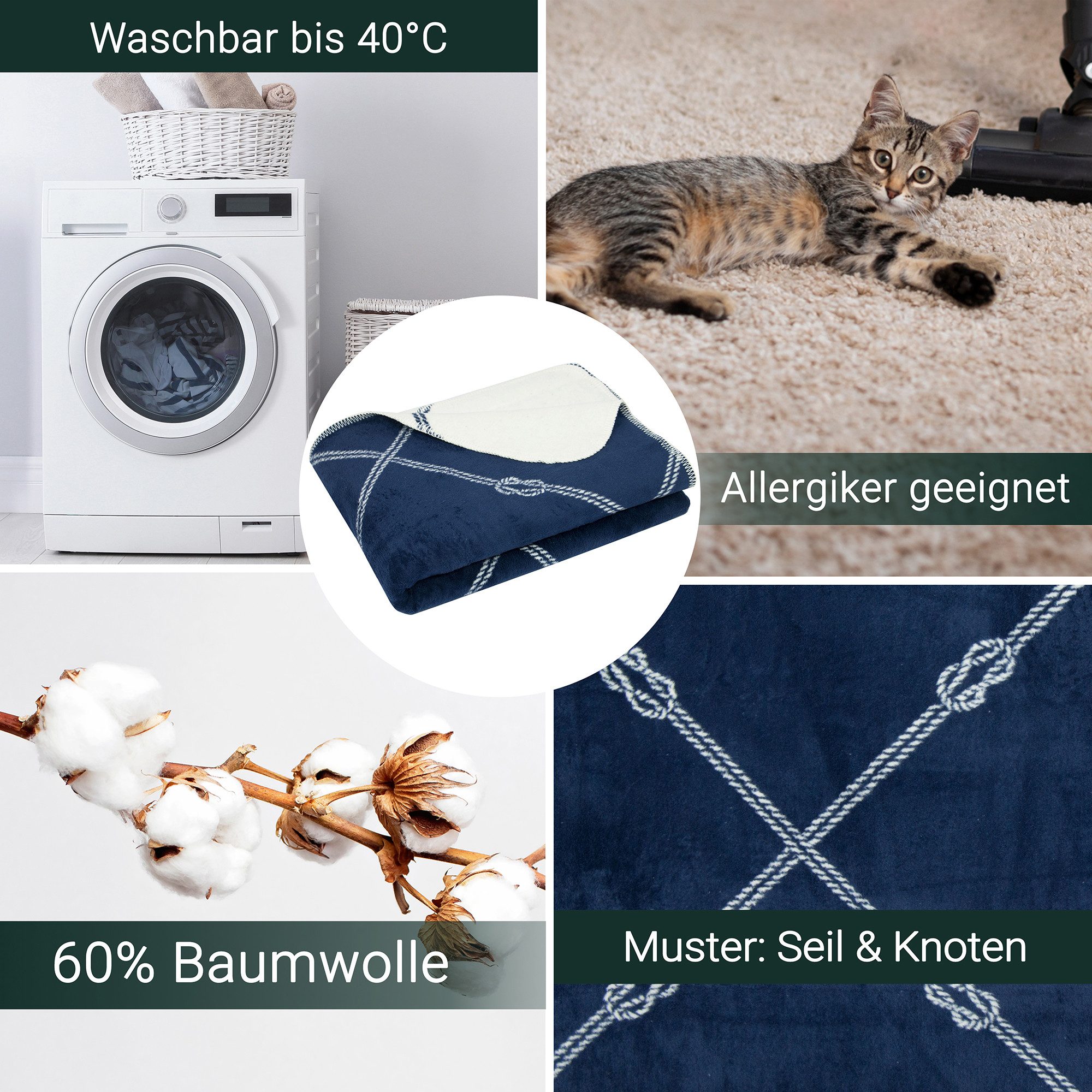 Wohndecke, ZOLLNER, Knotendesign, 150 x 200 günstig online kaufen