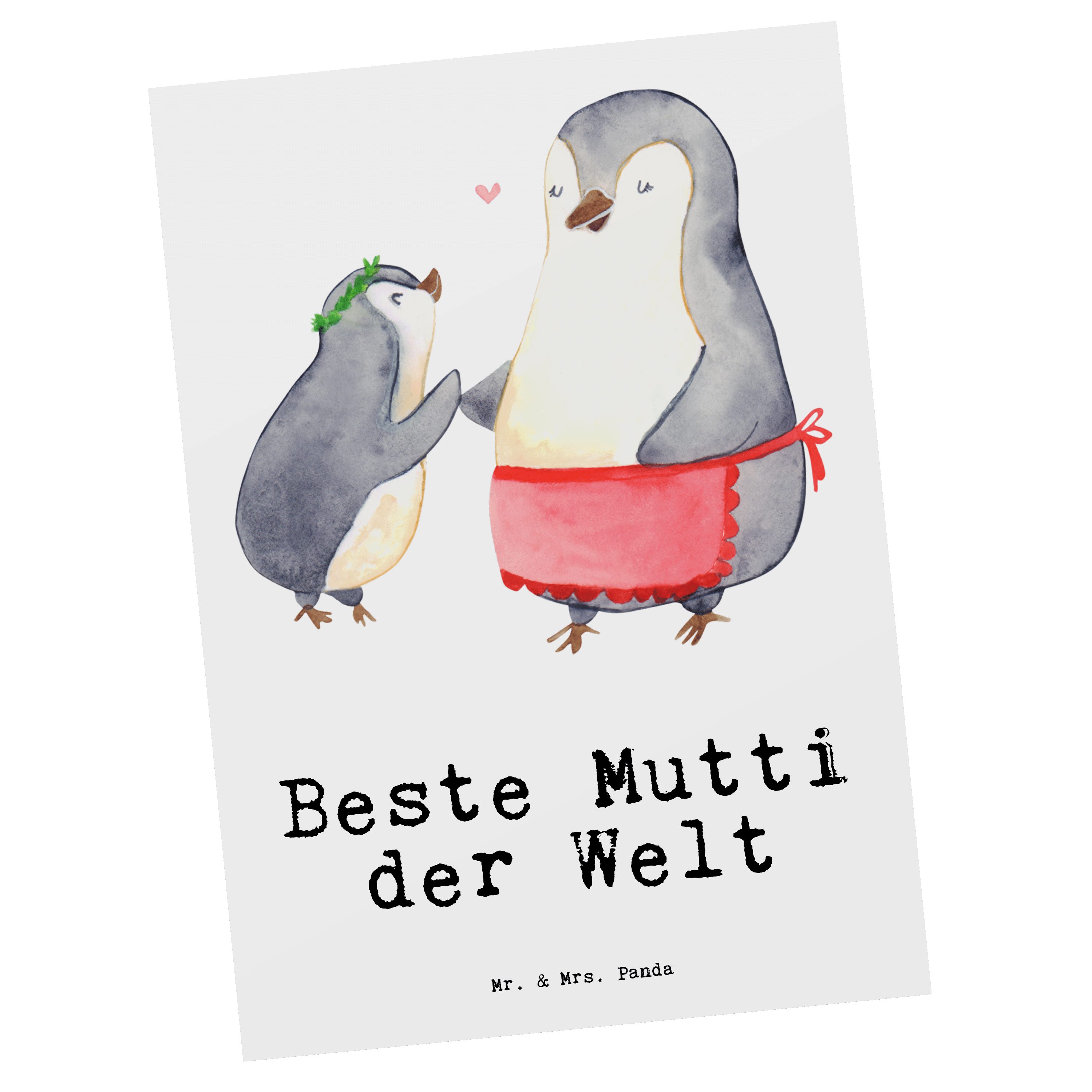 Mr. & Mrs. Panda Postkarte Pinguin Beste Mutti der Welt - Weiß - Geschenk, Karte, Danke, für, Ei | Grußkarten