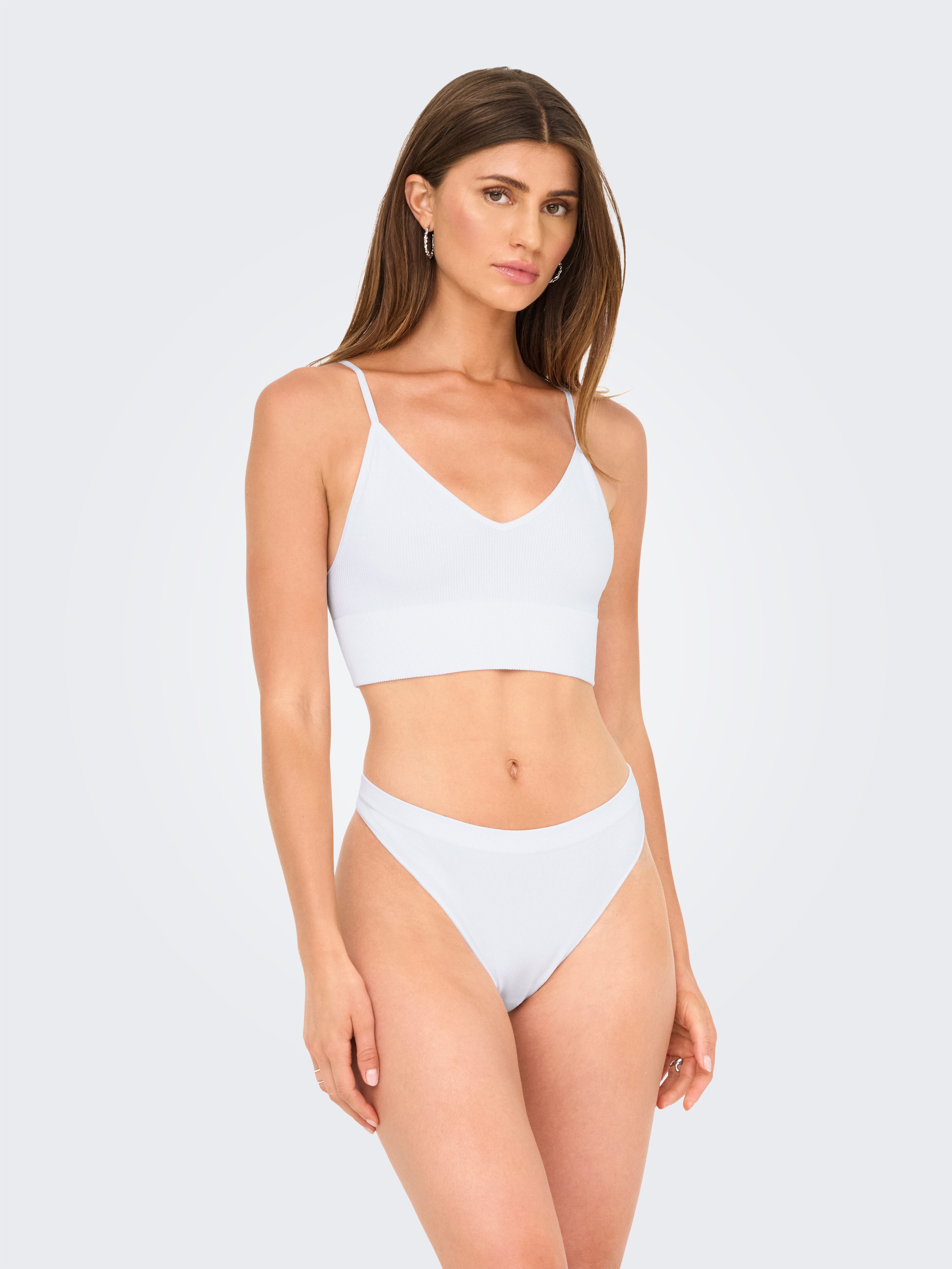 ONLY Bustier ONLVICKY RIB S-L V-NECK 3-PACK TOP NOOS (Packung, 3-tlg) figurbetont, modisch, Materialmix, Jersey, Spaghettiträger